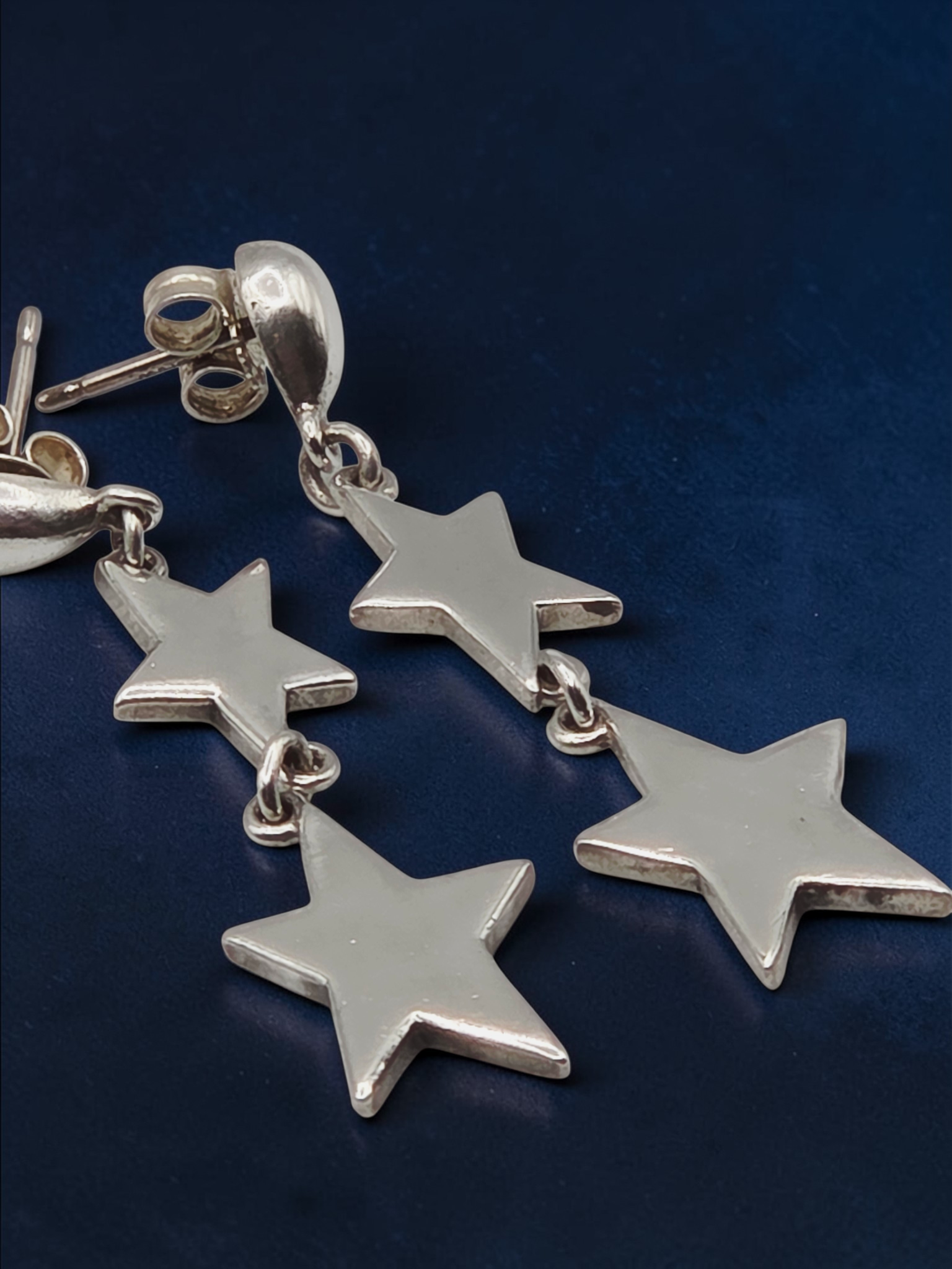 RETIRED James Avery Double Star Sterling Silver Dangle Earrings - RARE HTF