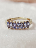 Solid 10K Yellow Gold Ring with Marquise Cut Tanzanite Cluster - Size 6
