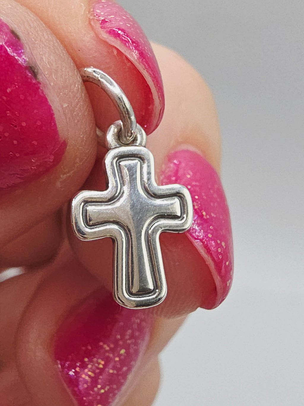 James Avery Small Framed Cross Sterling Silver Charm Pendant Dainty
