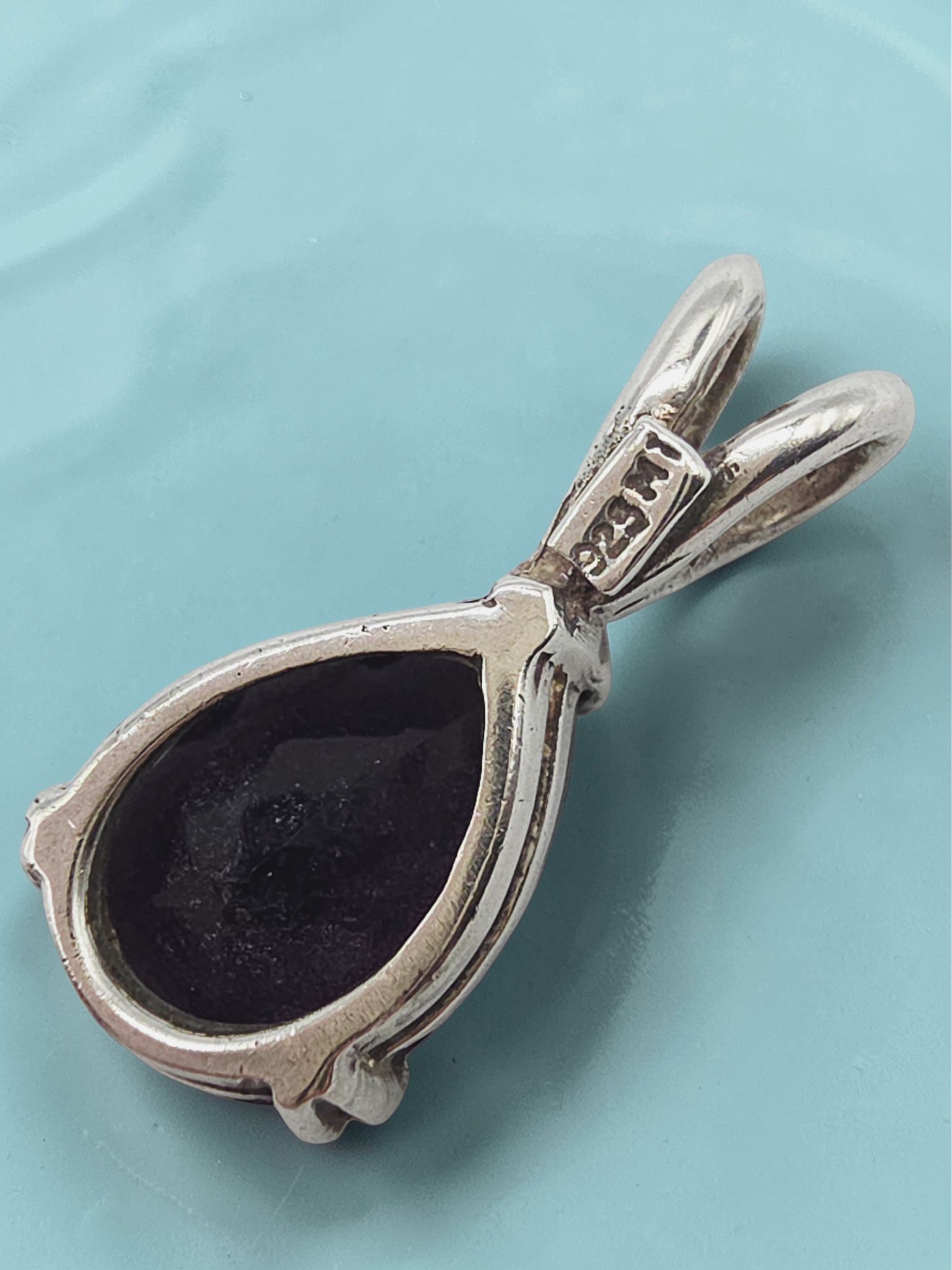 925 Sterling Silver Dark Purple CZ Pear Cut Pendant