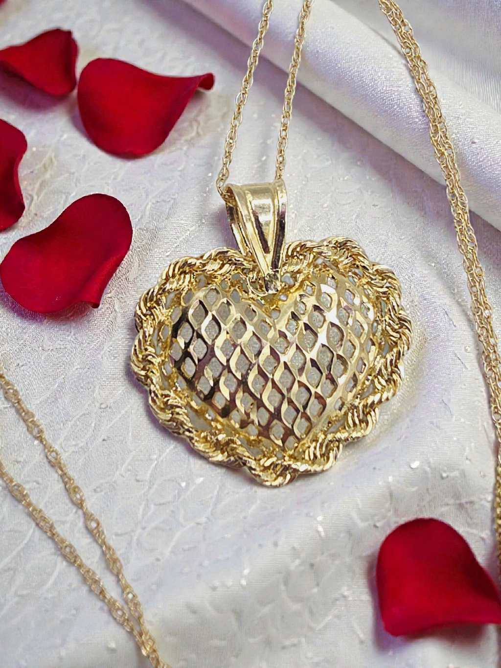Michael Anthony Solid 14K Gold Filigree Heart Pendant Necklace - 18 Inches