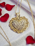 Michael Anthony Solid 14K Gold Filigree Heart Pendant Necklace - 18 Inches