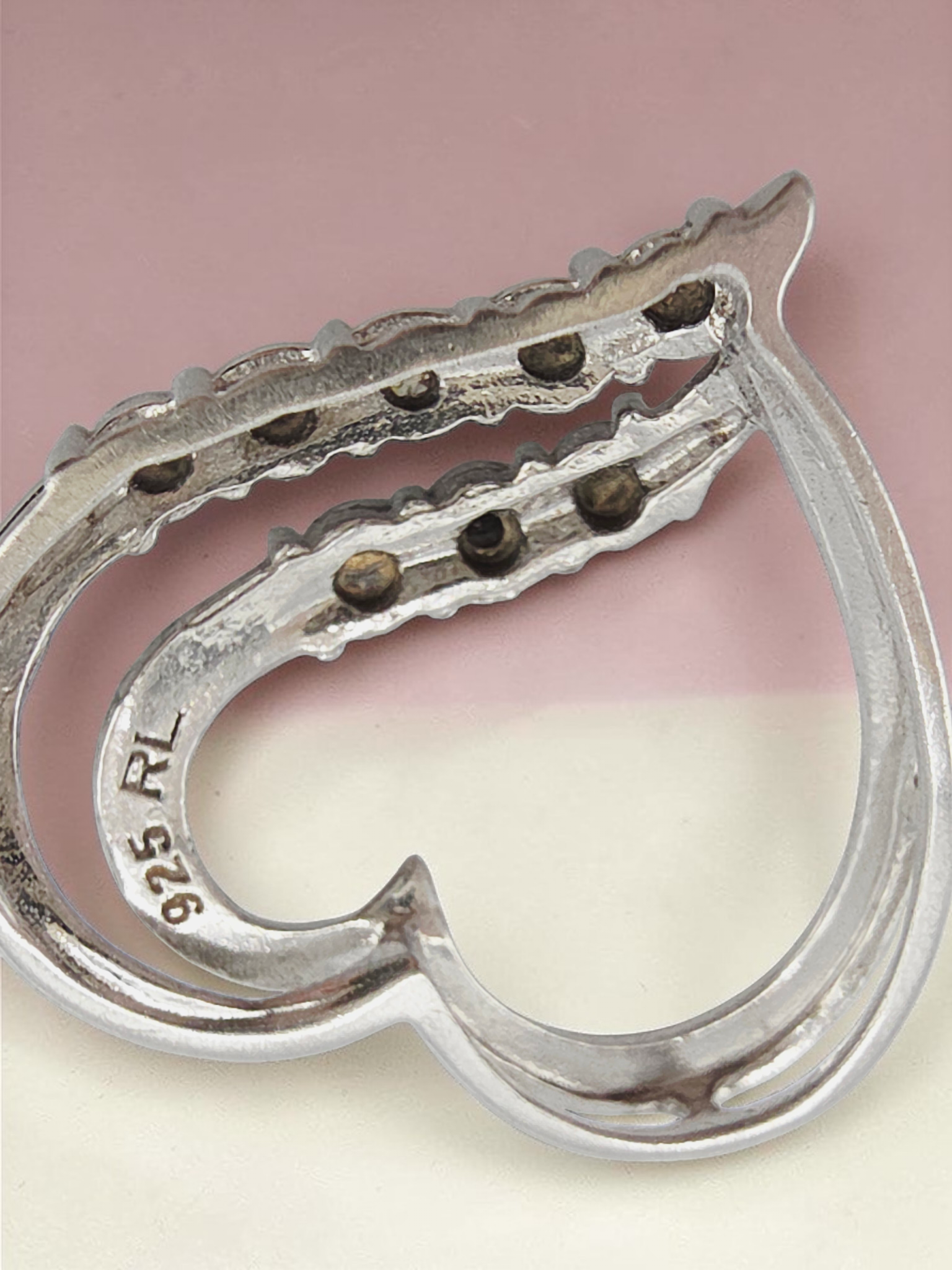 Regina Lane 925 Sterling Silver Heart Necklace Pendant with Diamond Accents