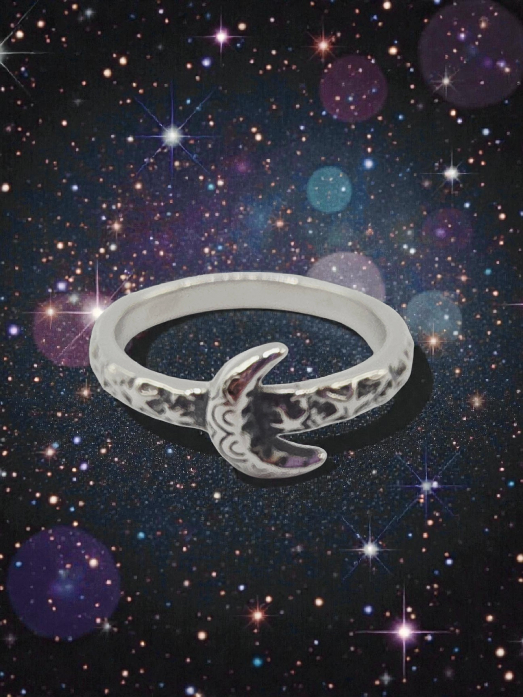 James Avery Starry Night 925 Sterling Silver Moon Ring – Size 7.5