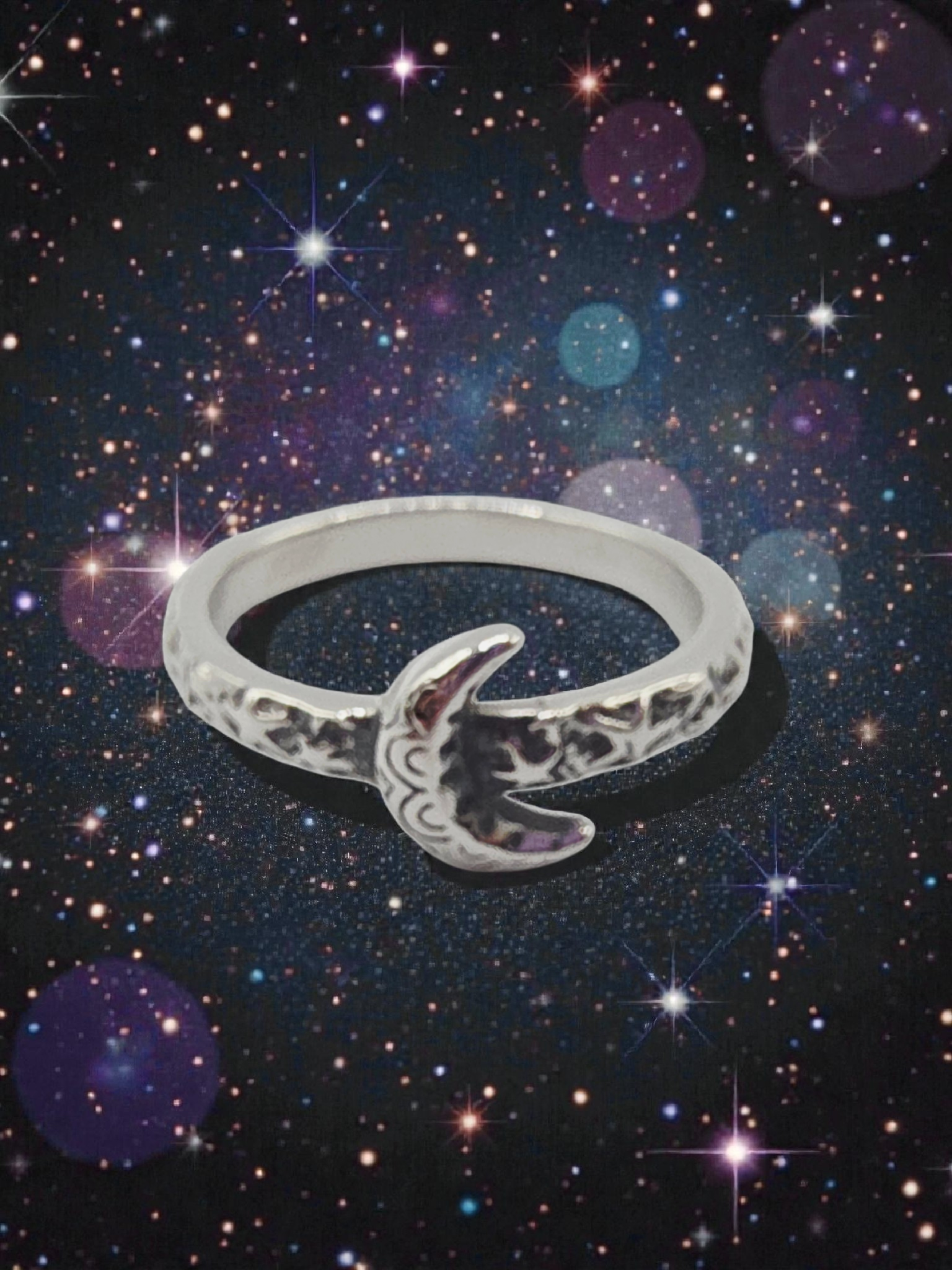 James Avery Starry Night 925 Sterling Silver Moon Ring – Size 7.5