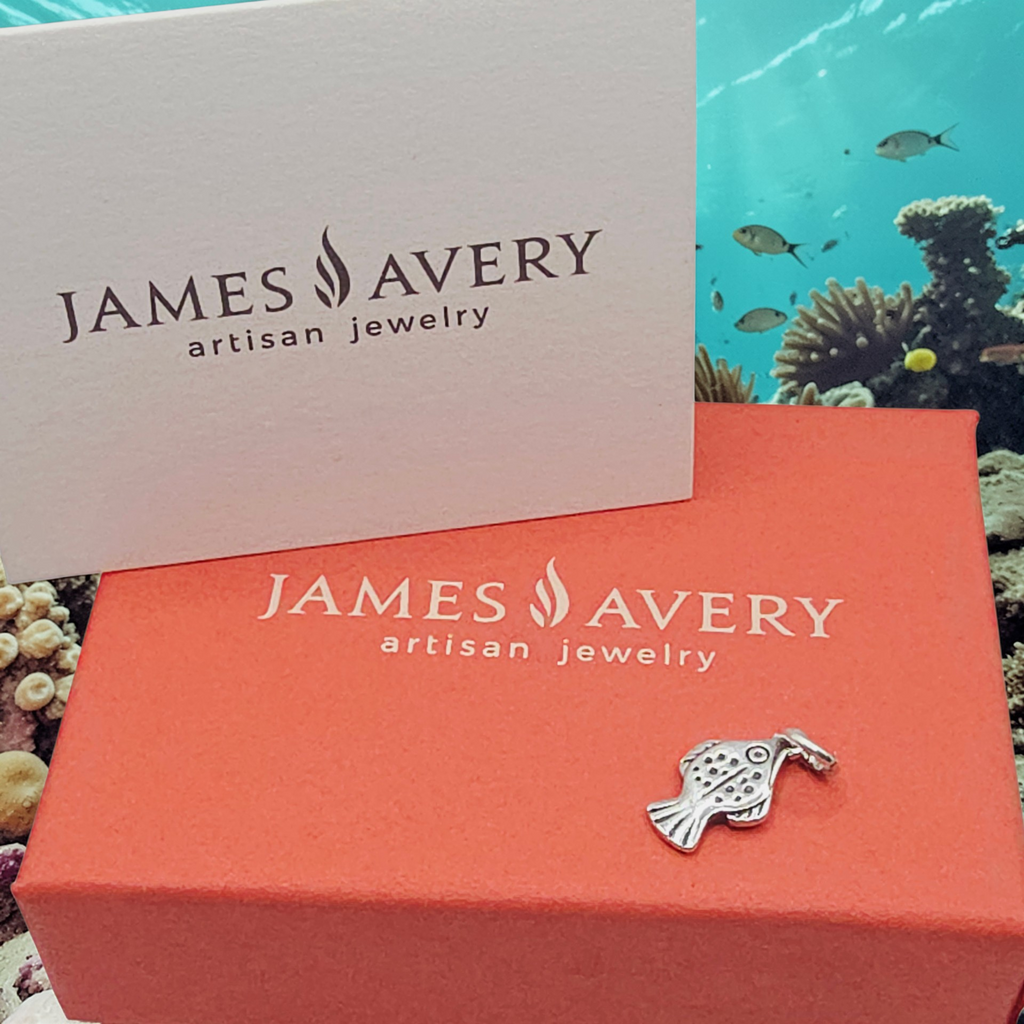 RETIRED James Avery Spotted Flounder Fish Charm Pendant with Box