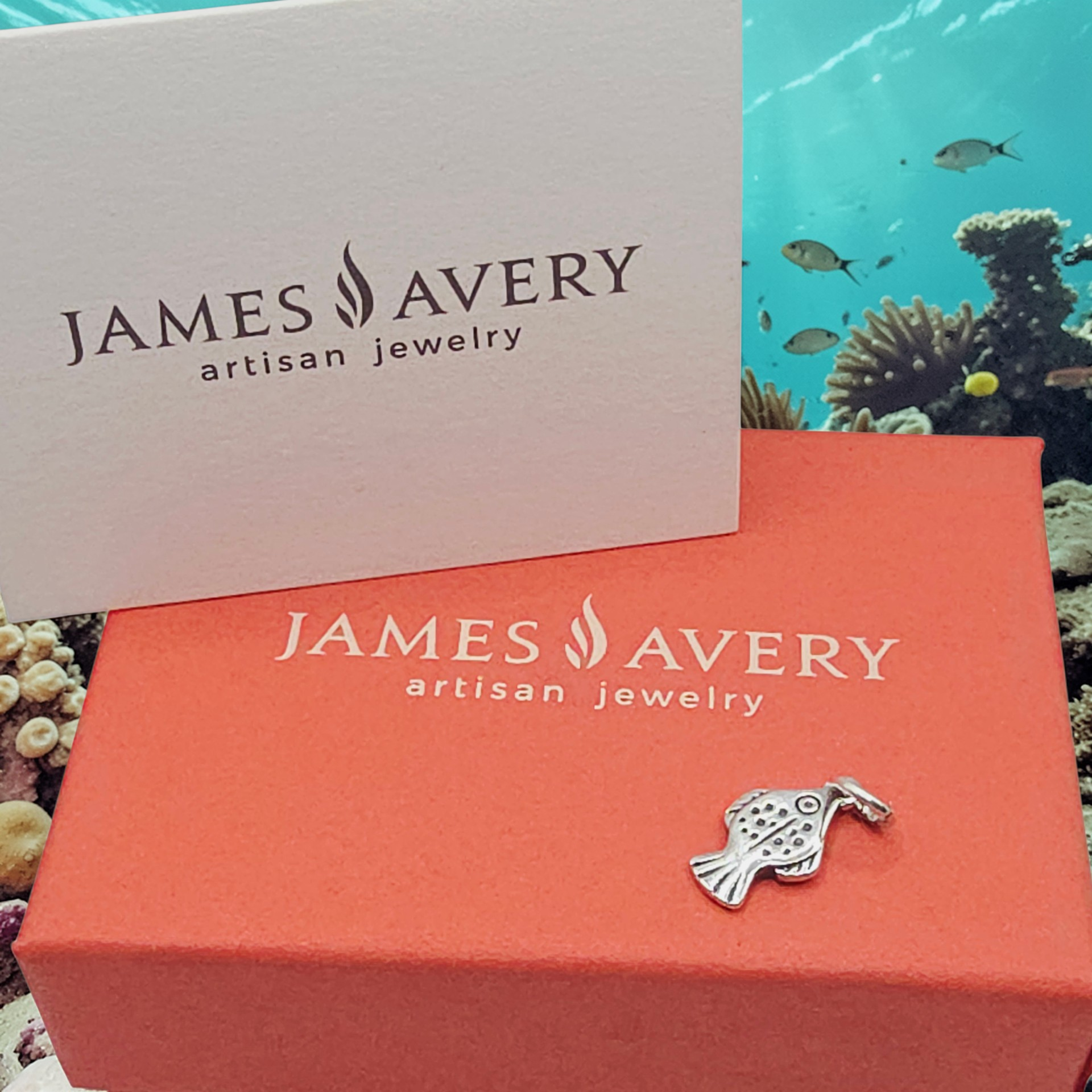 RETIRED James Avery Spotted Flounder Fish Charm Pendant with Box