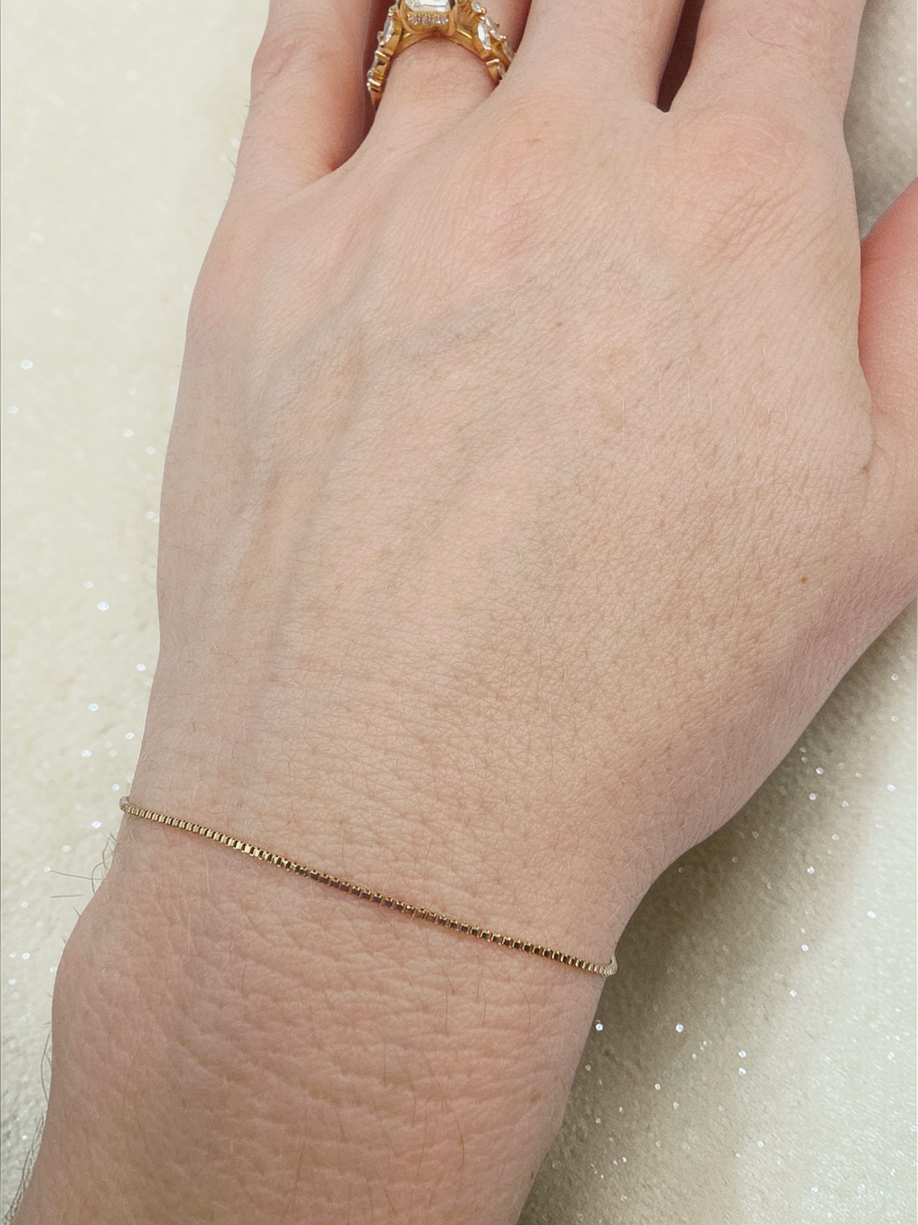 Solid 14K Yellow Gold Boxchain Bracelet Italy– 7.5 Inches