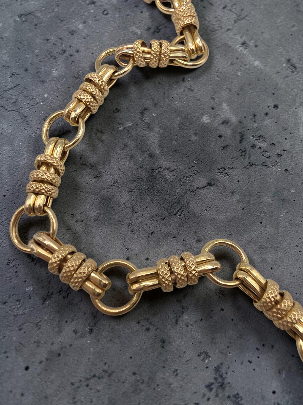 Unique Vintage Solid 14K Yellow Gold Station Link Bracelet - 7 Inch