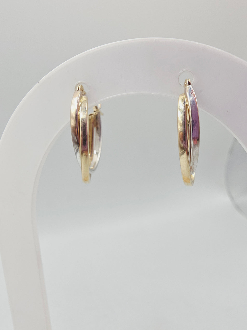 Solid 14K Two-Tone Double Hoop Earrings