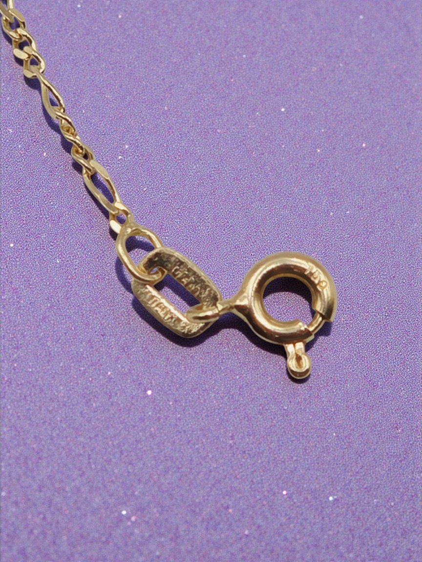 Solid 18K Yellow Gold Figaro Link Bracelet 7.25 Inches