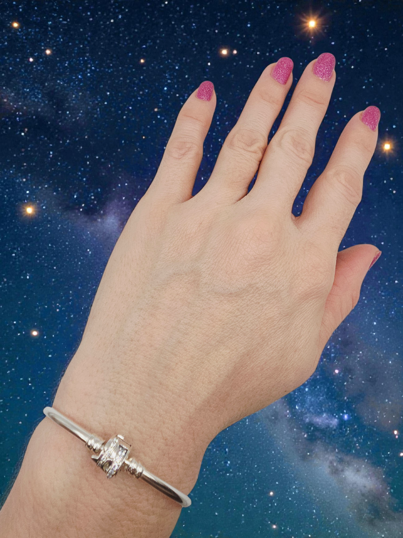 Pandora Sparkling Shooting Star Charm Bangle Bracelet - 6.5 Inch