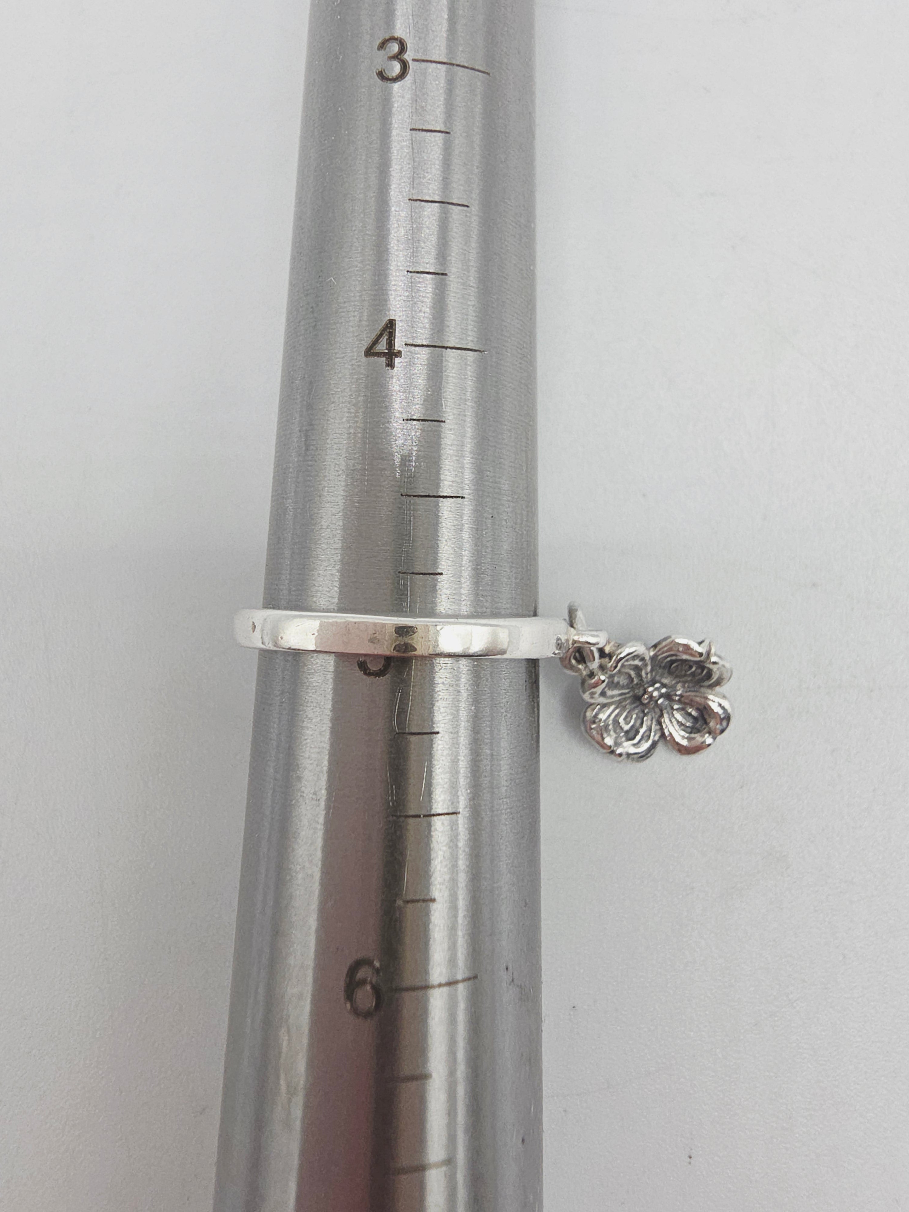 RETIRED James Avery Dogwood Flower Charm Ring - Size 5