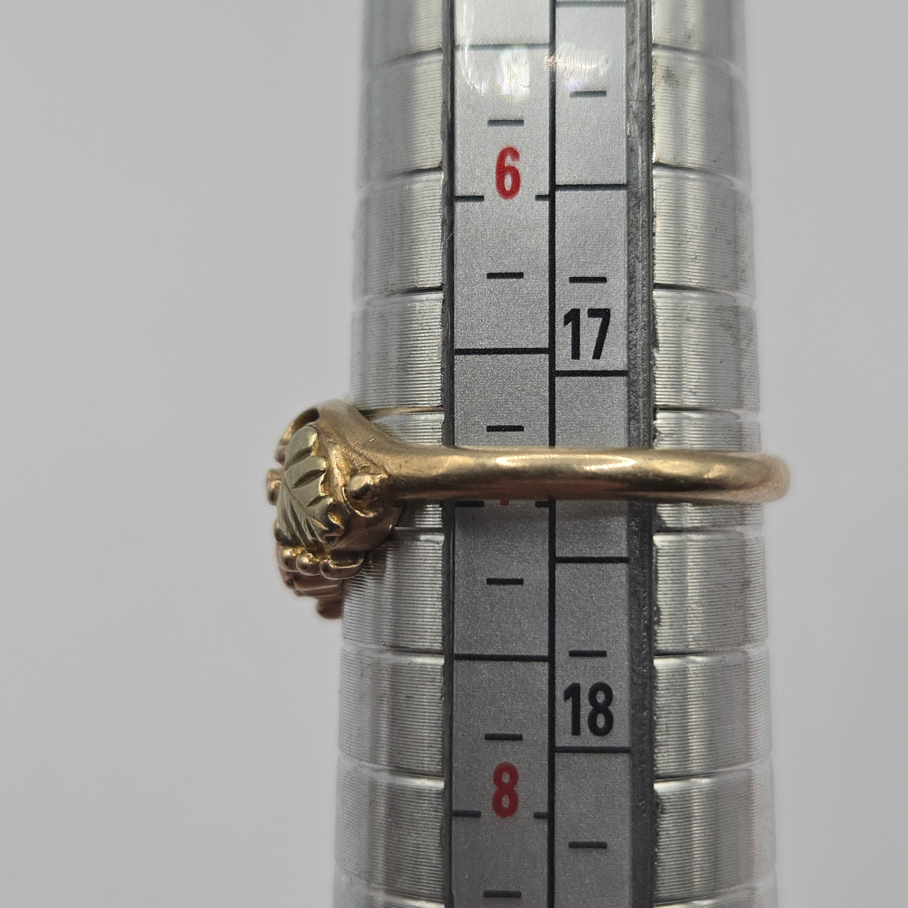 Black Hills Solid 10K Gold Ring with Leaf Accents - Size 7