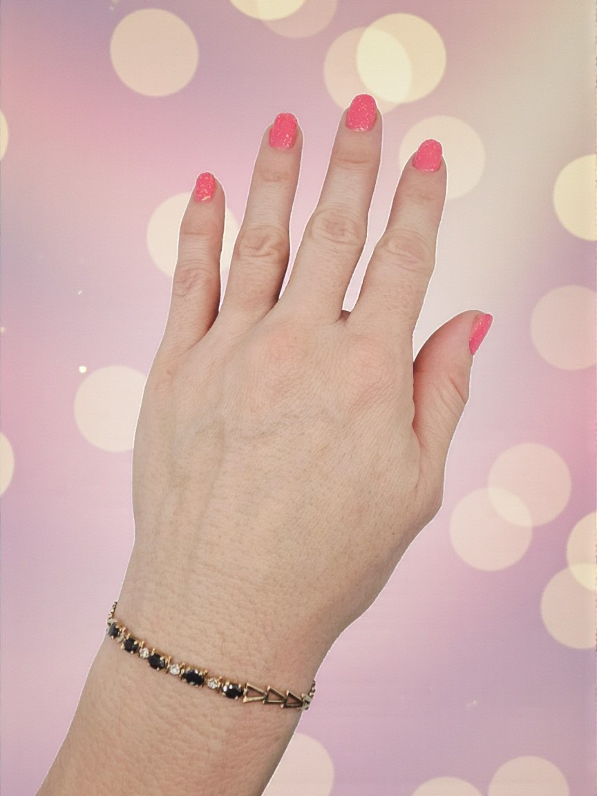 Solid 10K Yellow Gold Bracelet with Blue Sapphires and Diamonds - 7.25 Inch