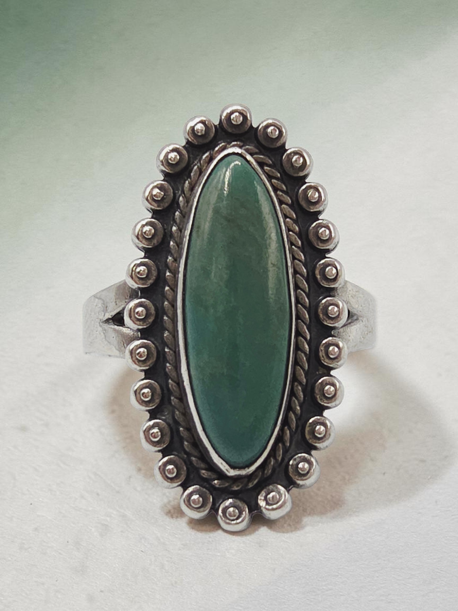 925 Sterling Silver Southwest Style Turquoise Ring - Size 7