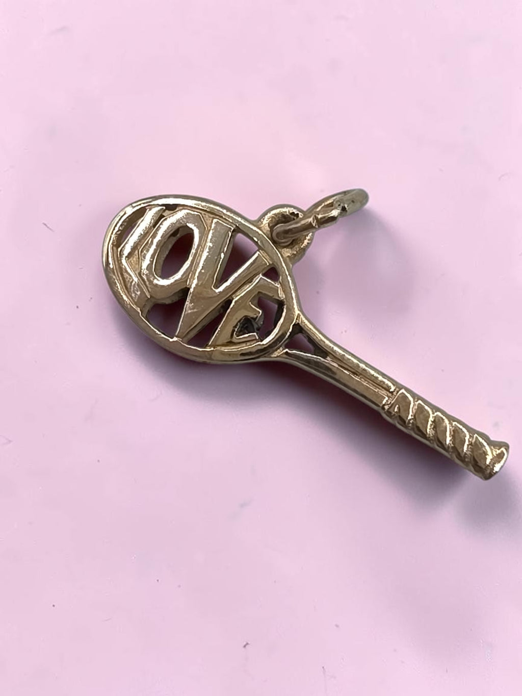 RETIRED James Avery 14K Gold Love Tennis Racket Sport Charm Pendant - HTF Rare