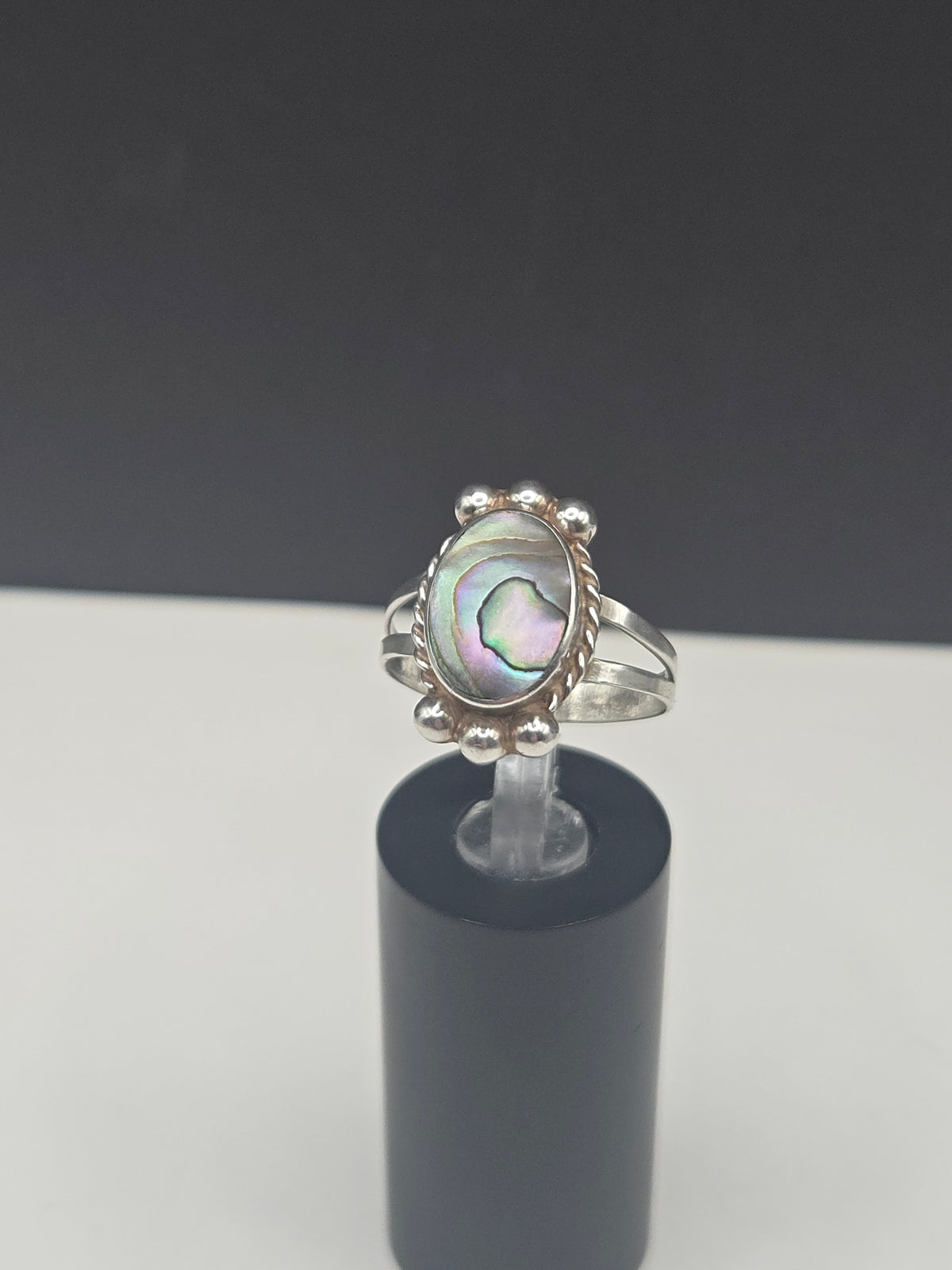 Vintage Taxco Mexico 925 Sterling Silver Abalone Shell Ring - Size 7.75