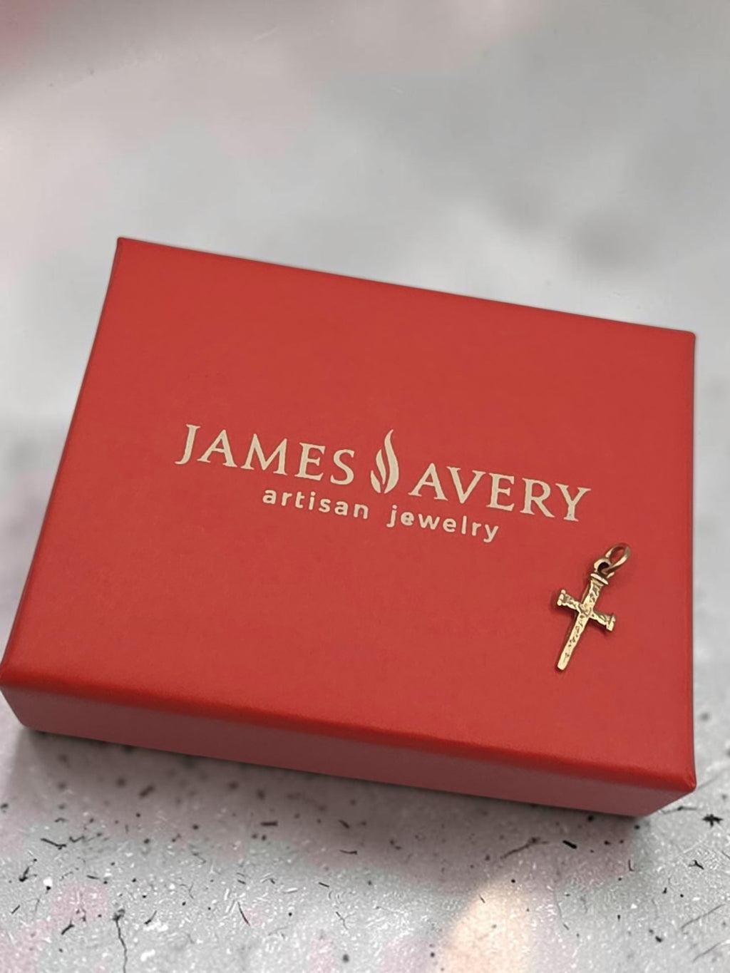 Retired James Avery Solid 14K Gold Small Nail Cross Charm 1/2 Inch Rare Uncut