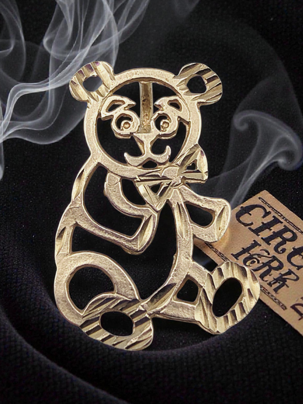 Michael Anthony Solid 14K Yellow Gold Teddy Bear Panda Necklace Pendant