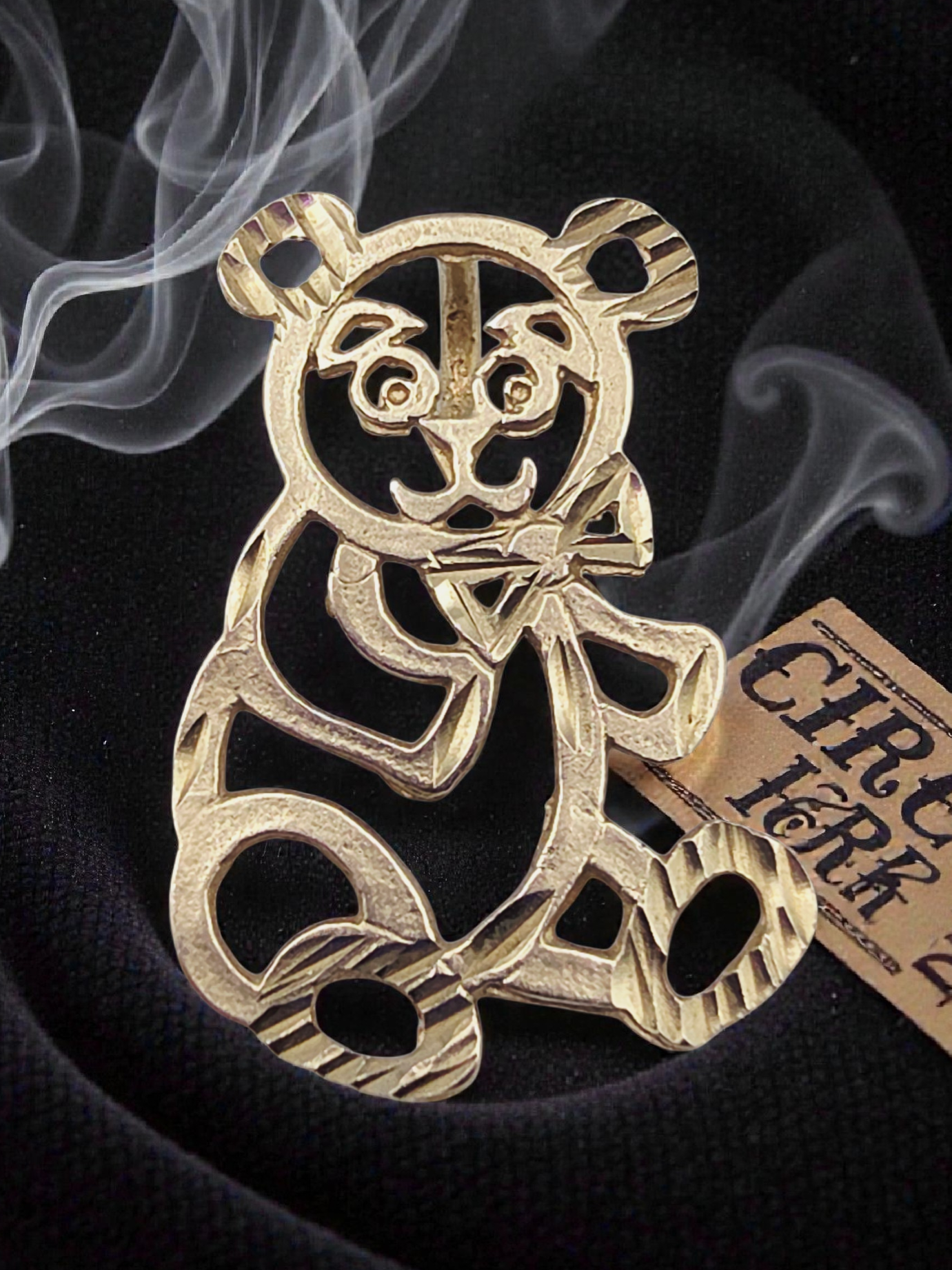 Michael Anthony Solid 14K Yellow Gold Teddy Bear Panda Necklace Pendant