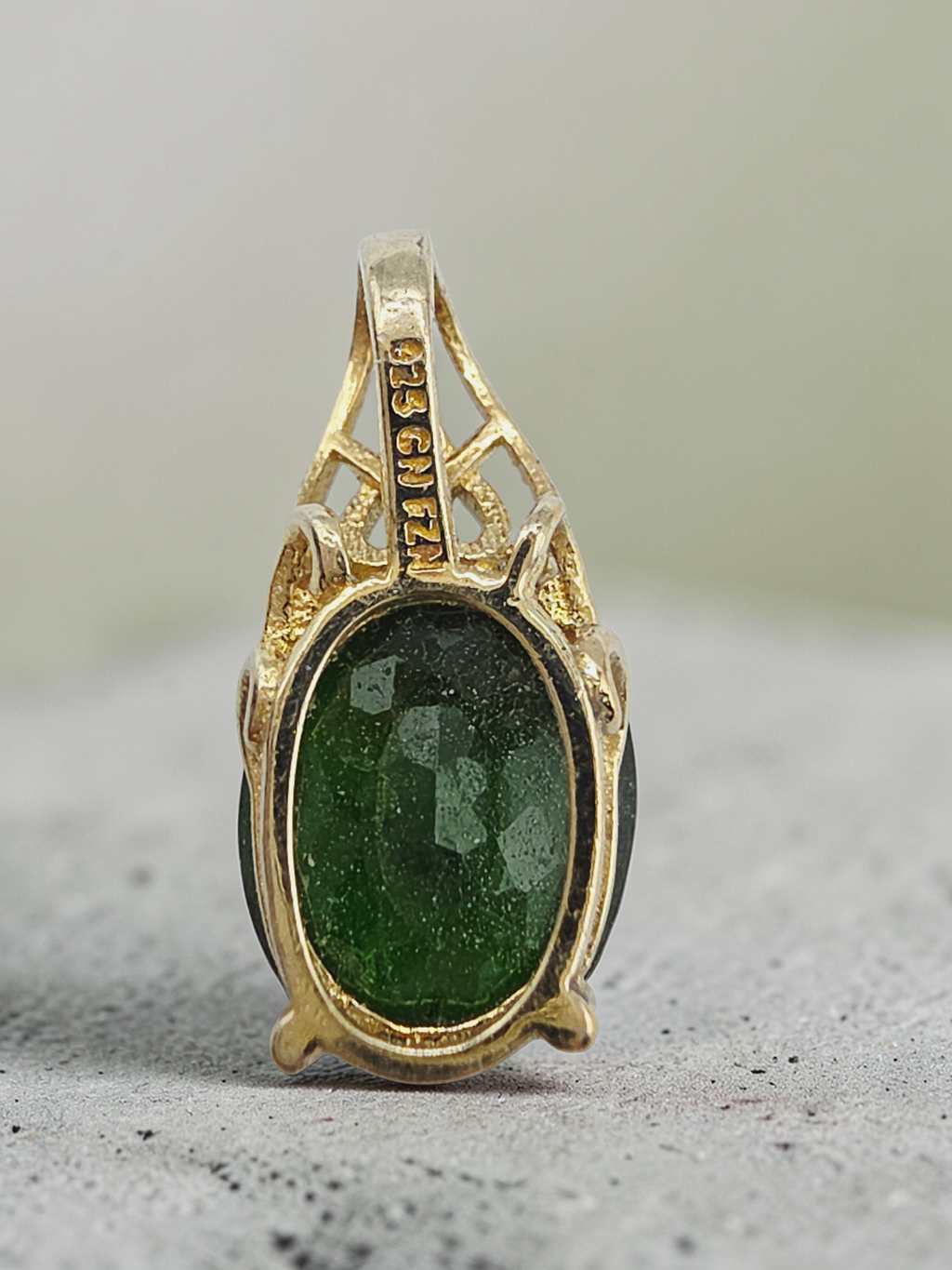 Fuzion Creations Gold Vermeil over 925 Sterling Silver Emerald Necklace Pendant