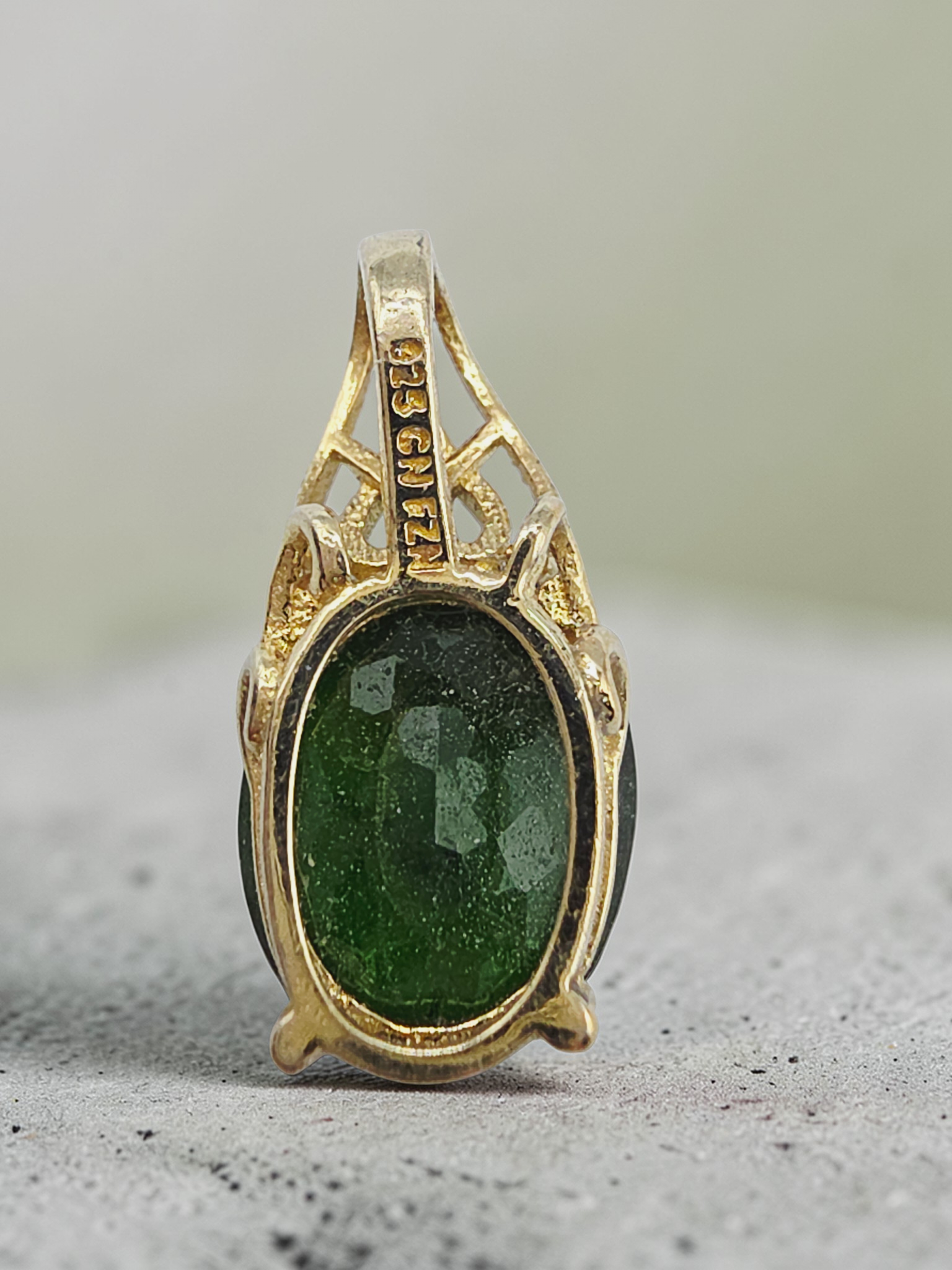 Fuzion Creations Gold Vermeil over 925 Sterling Silver Emerald Necklace Pendant