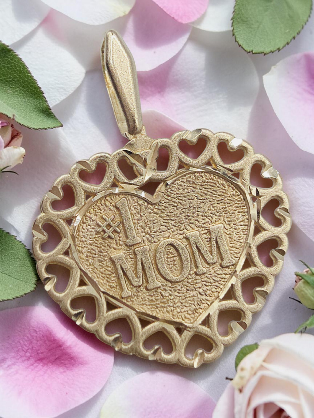 Michael Anthony Solid 14K Yellow Gold #1 Mom Mothers Day Heart Pendant