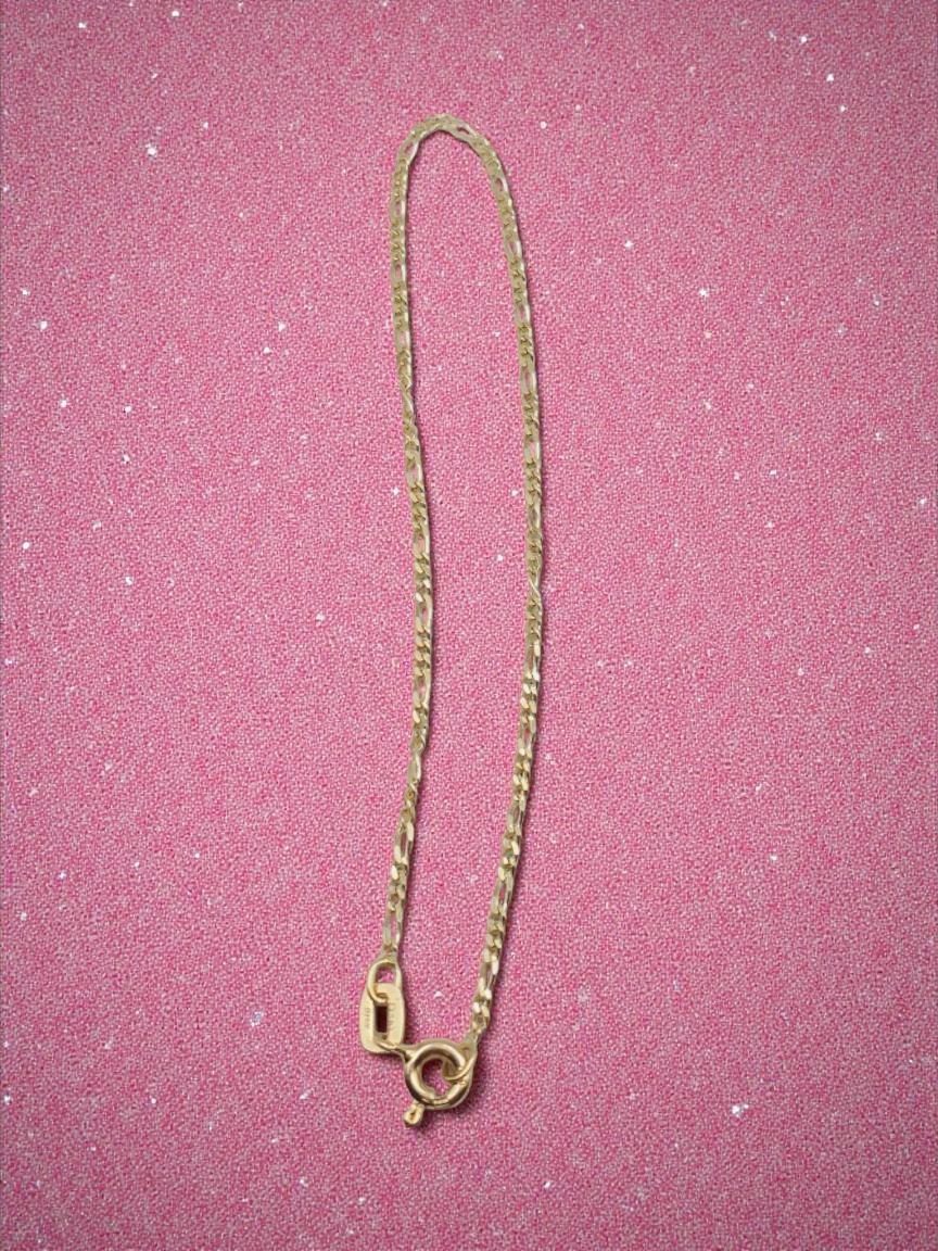 Solid 18K Yellow Gold Figaro Link Bracelet 7.25 Inches