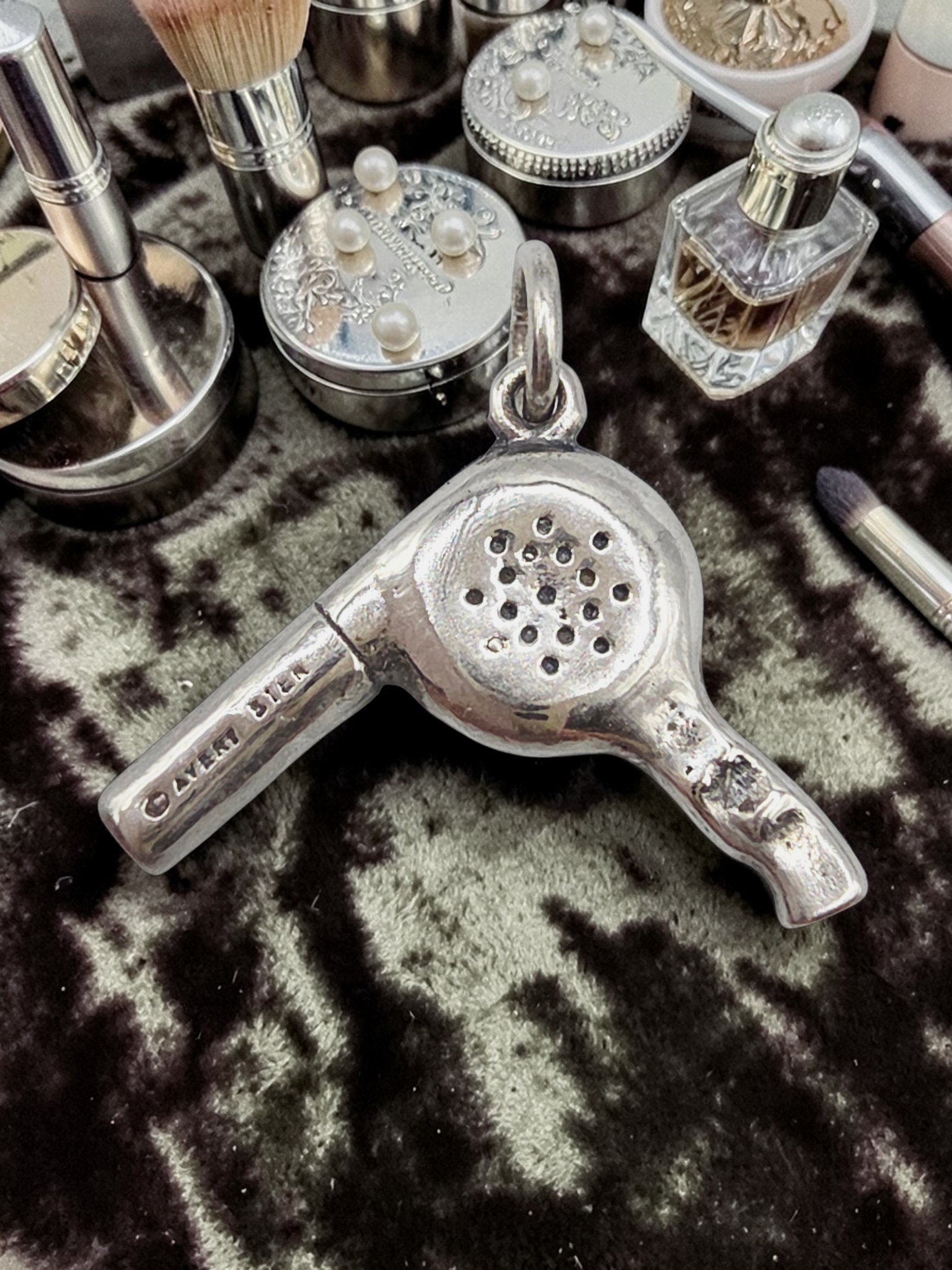 RETIRED James Avery Hair Blow Dryer 925 Sterling Silver Charm Pendant