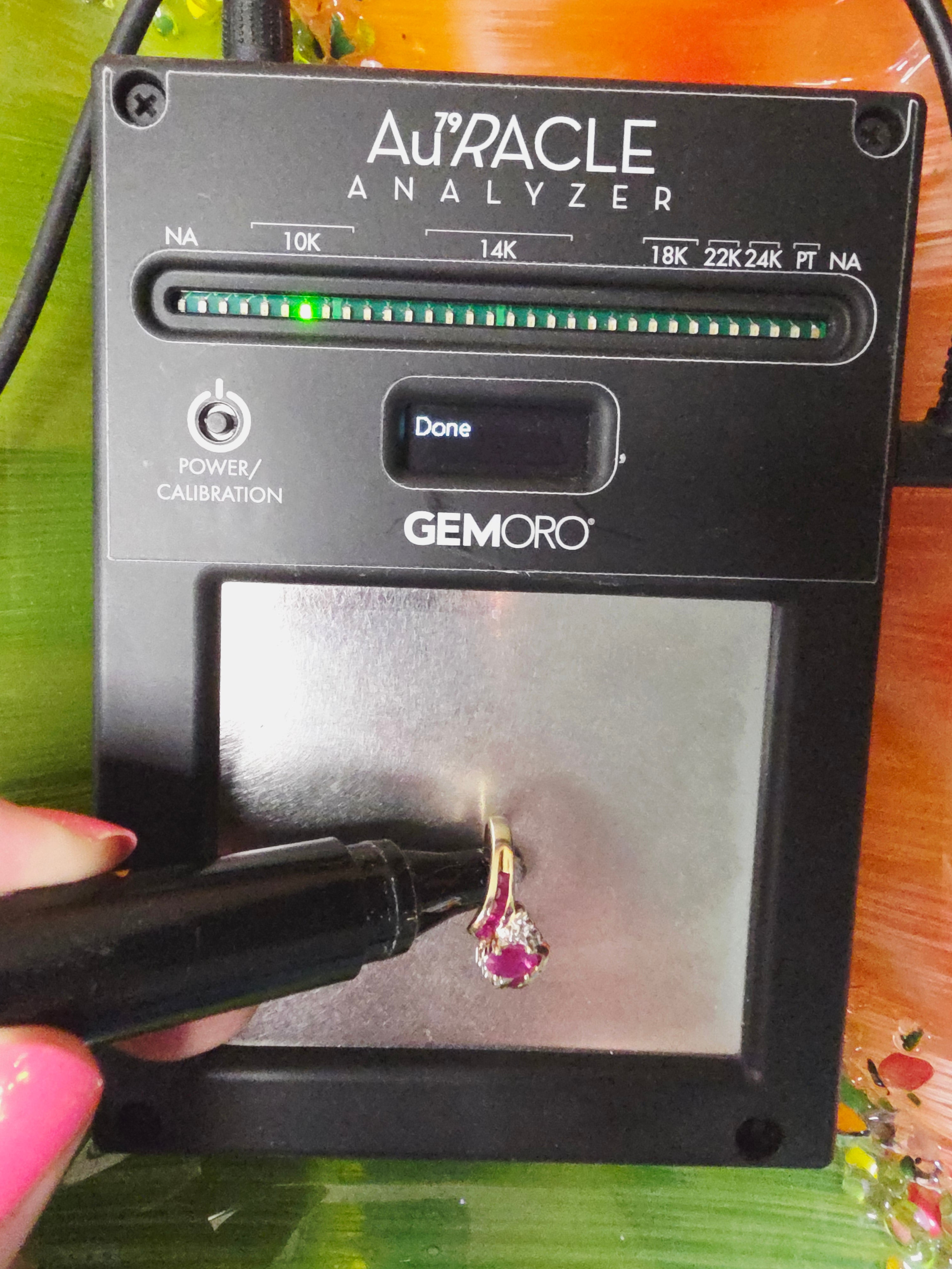 Solid 10K Yellow Gold Ring with Oval-Cut Ruby and Ruby & Diamond Accents - Size 7