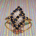Solid 14K Gold Ring with Sapphires and Diamond Accents – Size 6.75