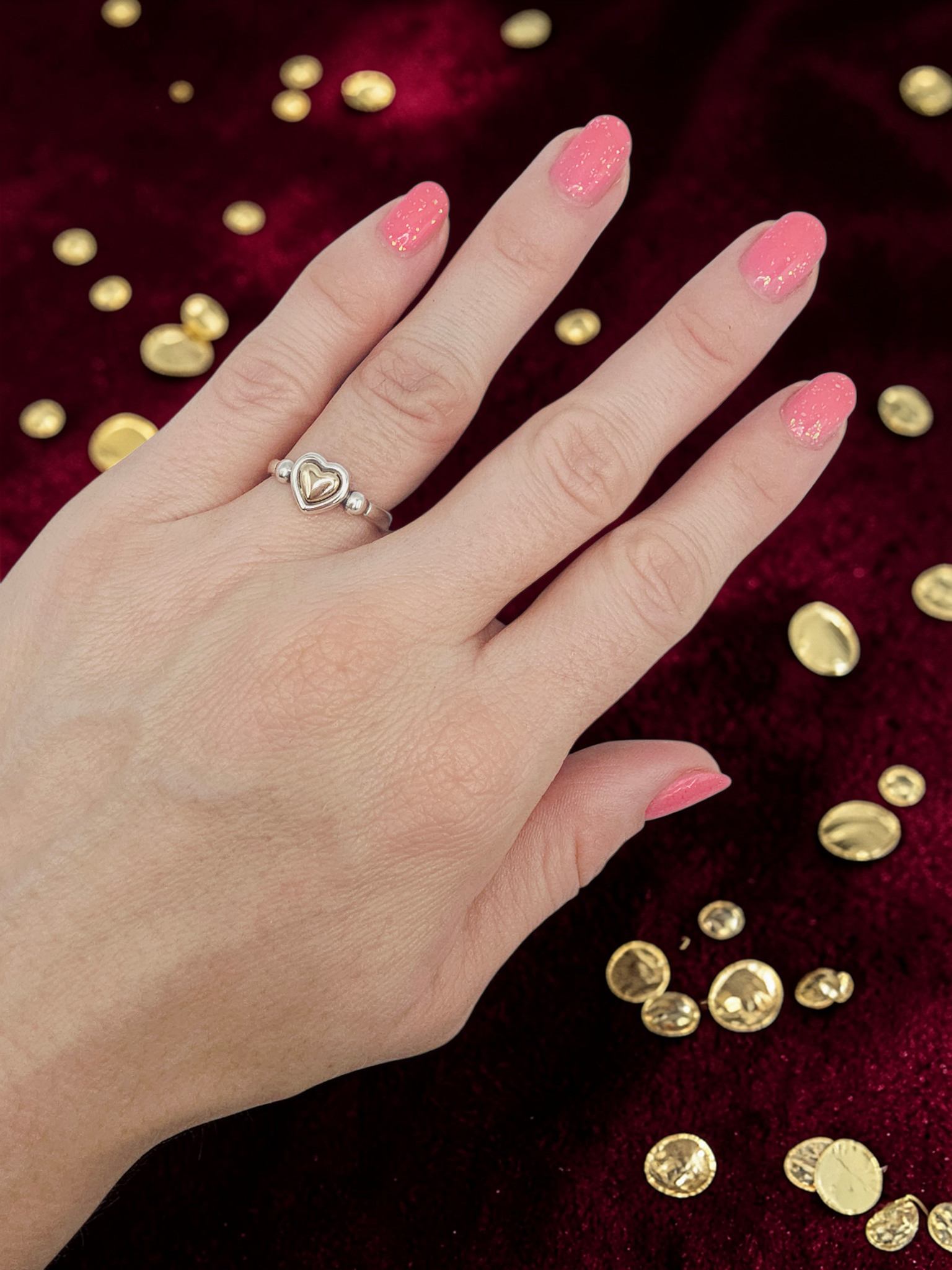 RETIRED James Avery True Heart Sterling Silver & 14K Gold Ring Sz 6.75 RARE HTF