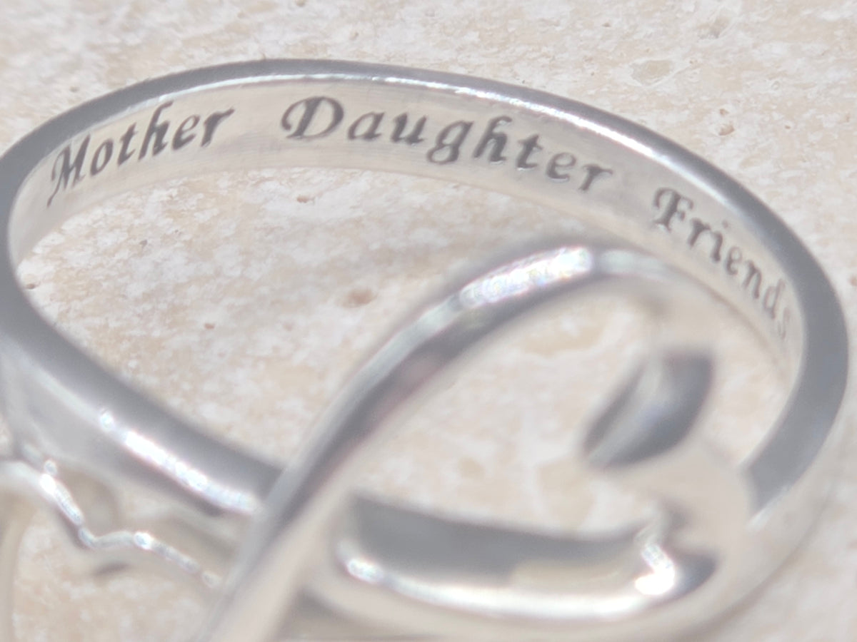 LA Sterling Silver Infinity Double Heart Mother Daughter Friends Ring - Size 7