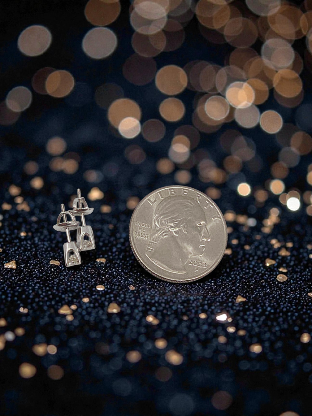 Solid 14K White Gold Diamond Stud Earrings with Screwbacks