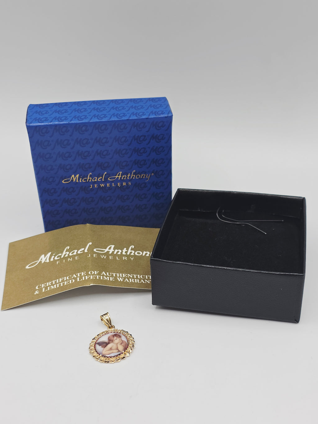 Michael Anthony Solid 14K Yellow Gold Guardian Angel Prayer Necklace Pendant