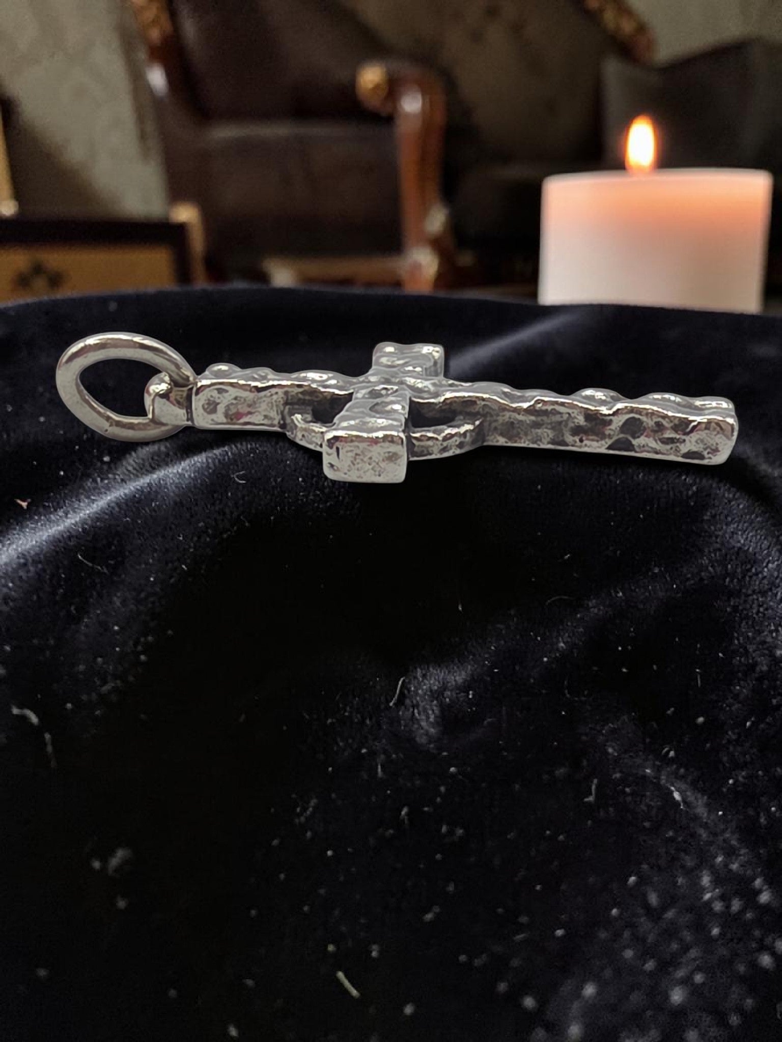 RETIRED James Avery Sterling Silver Hammered Celtic Cross Textured Charm Pendant