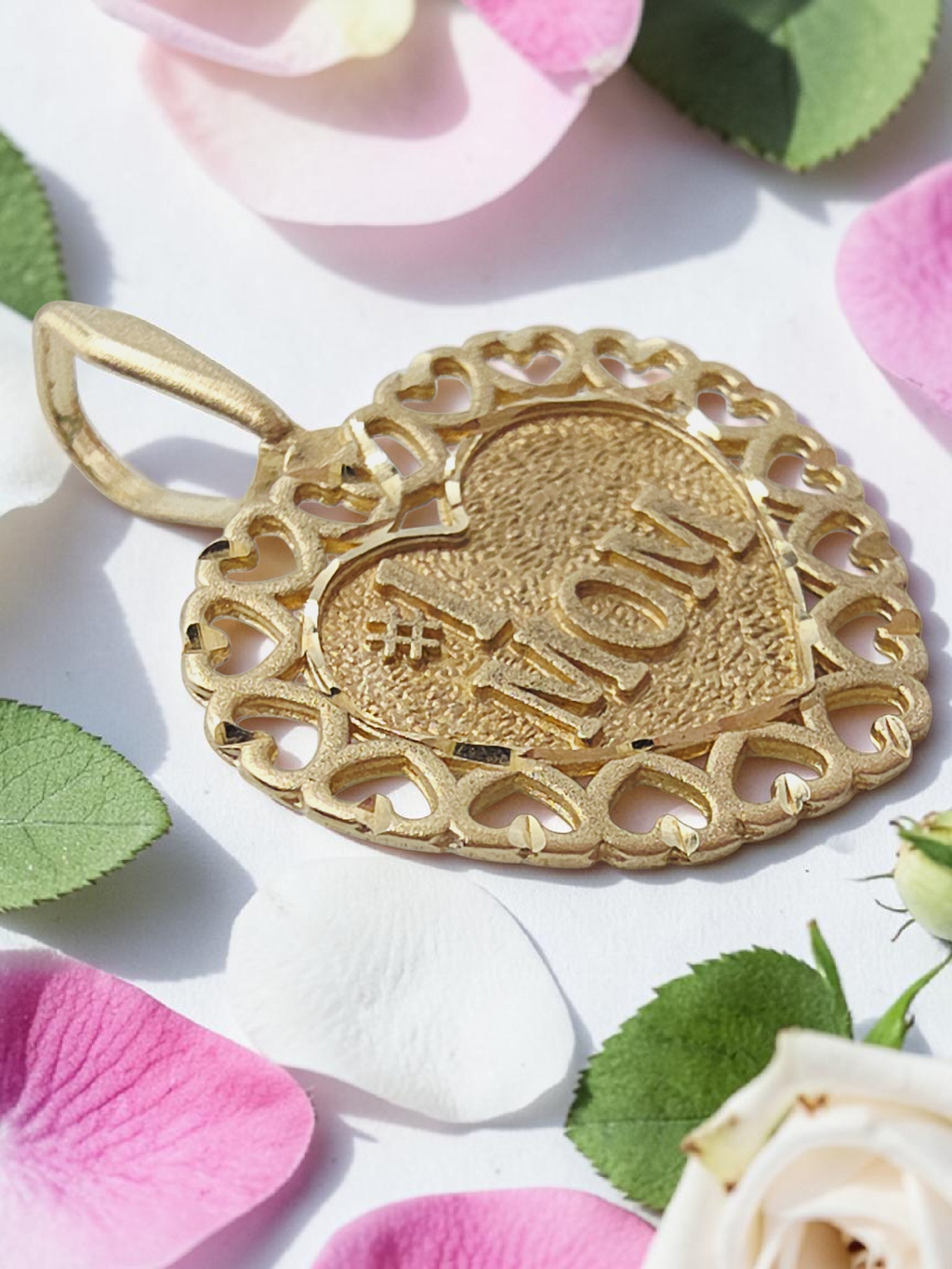 Michael Anthony Solid 14K Yellow Gold #1 Mom Mothers Day Heart Pendant