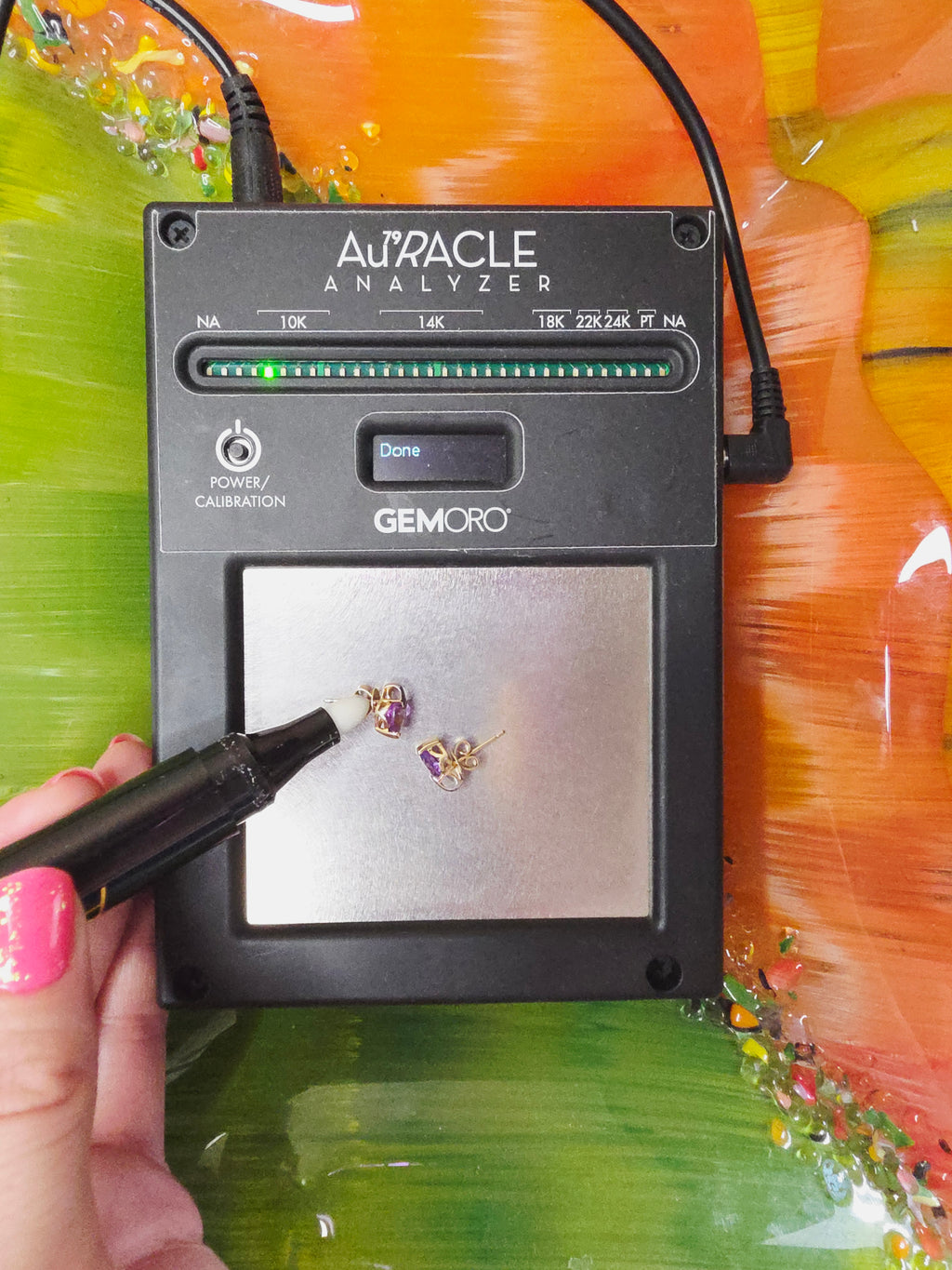 Solid 10 Two-Tone Gold Stud Earrings with Heart-Cut Amethyst