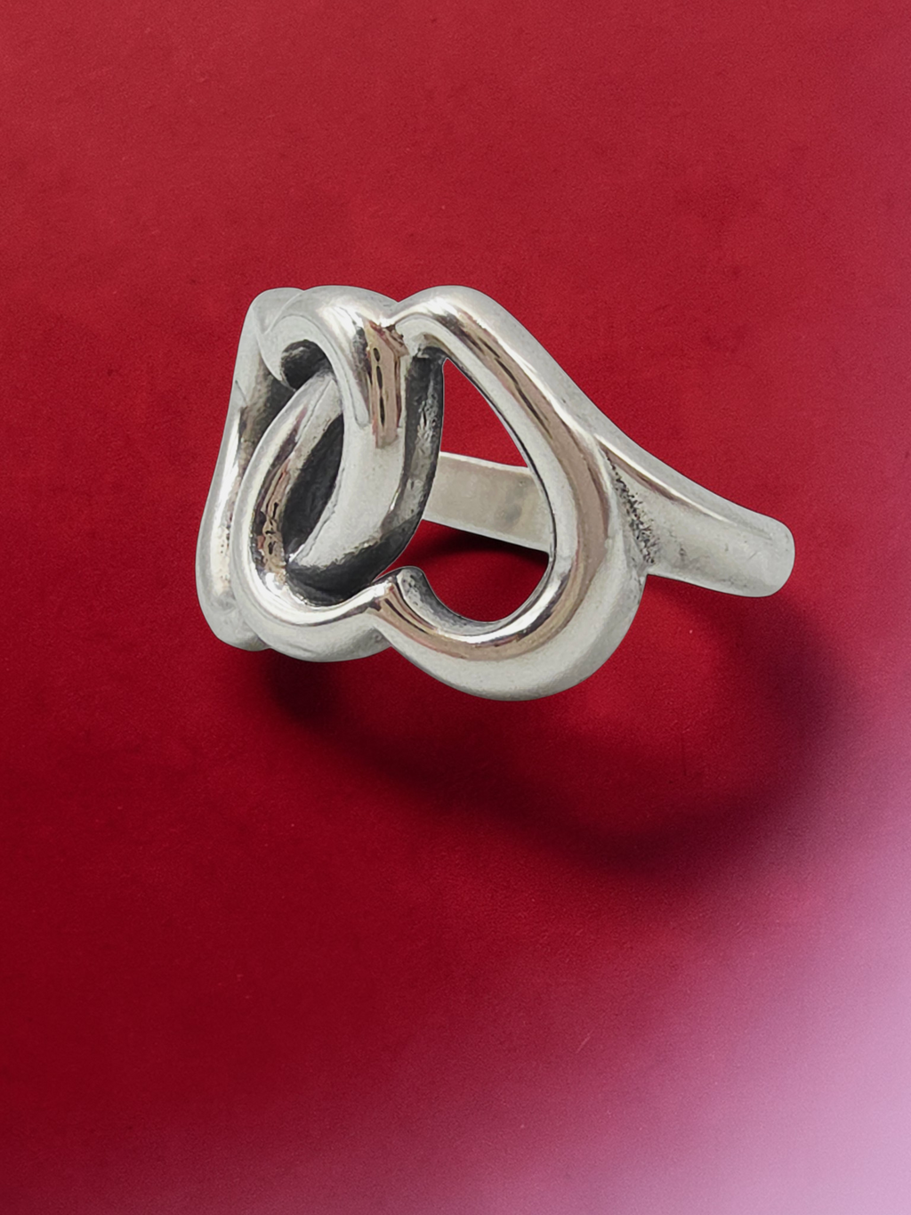 RETIRED James Avery Two Intertwined Hearts Linked Together Ring - Size 4.75
