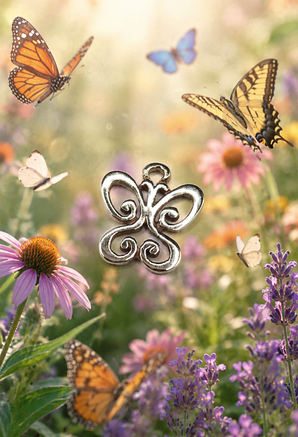 James Avery Solid 14K Yellow Gold Open Scroll Spring Butterfly Charm Pendant