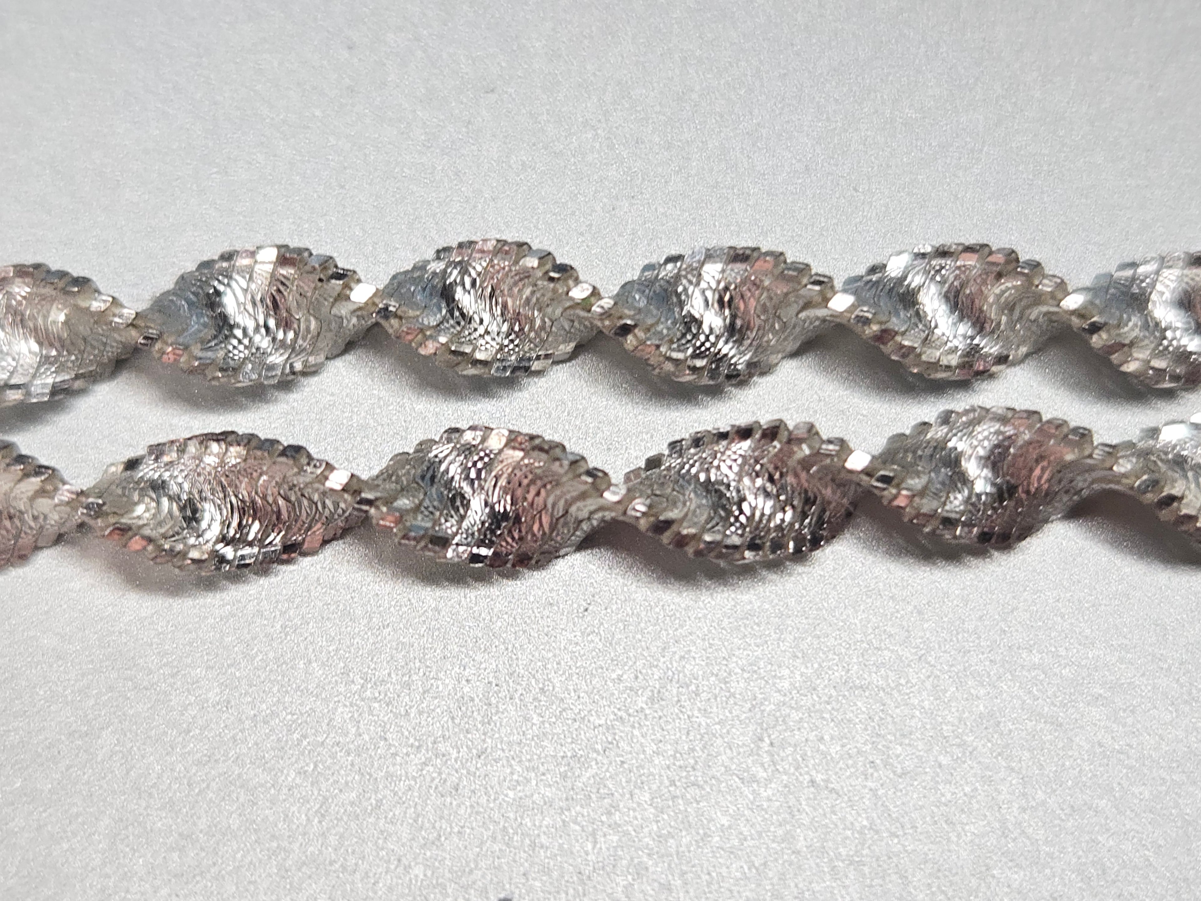 925 Sterling Silver Twisted Herringbone Necklace Made in ITALY– 18 Inch
