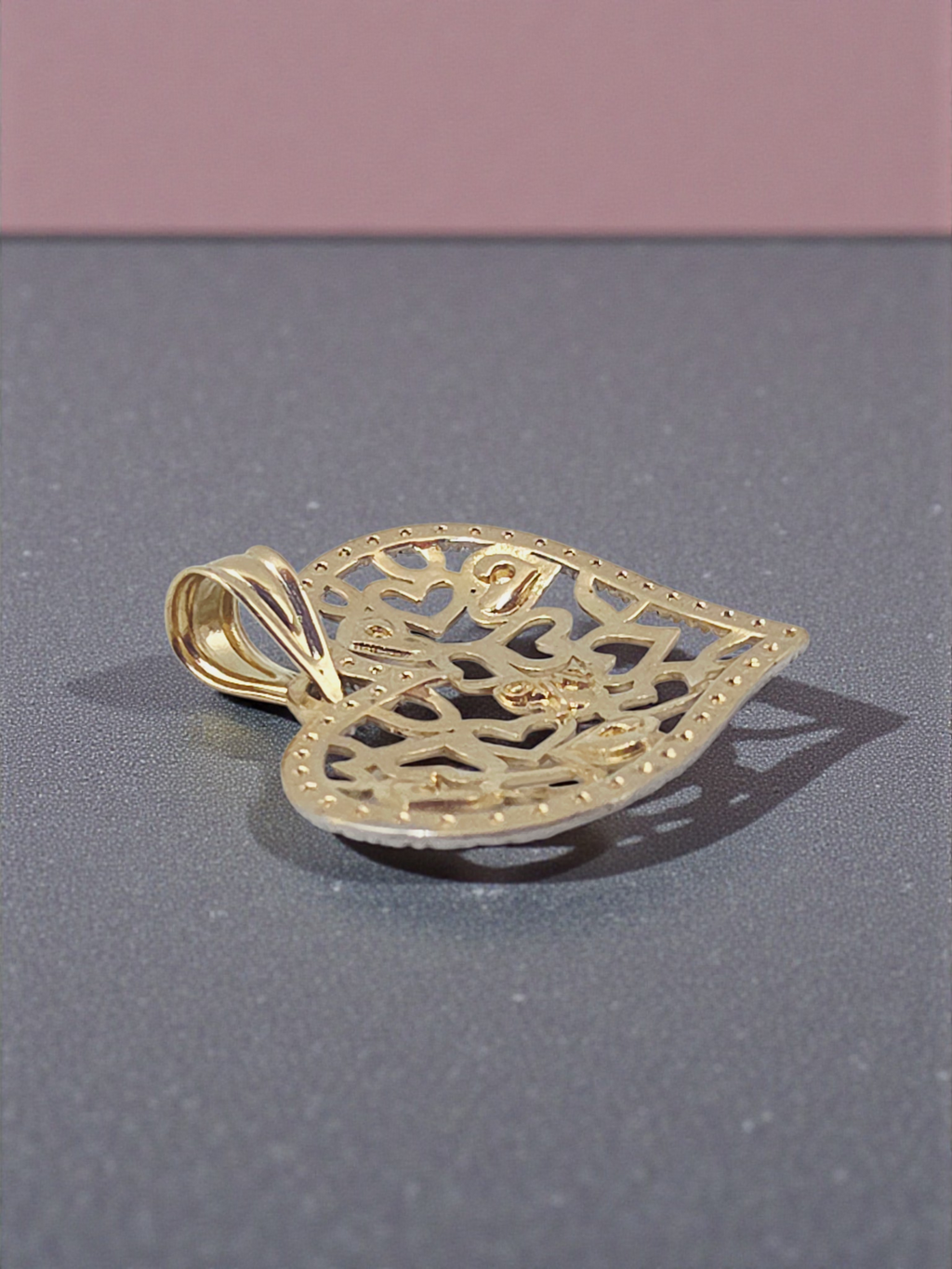 Michael Anthony Solid 14K Two-Tone Gold Filigree Heart Necklace Pendant