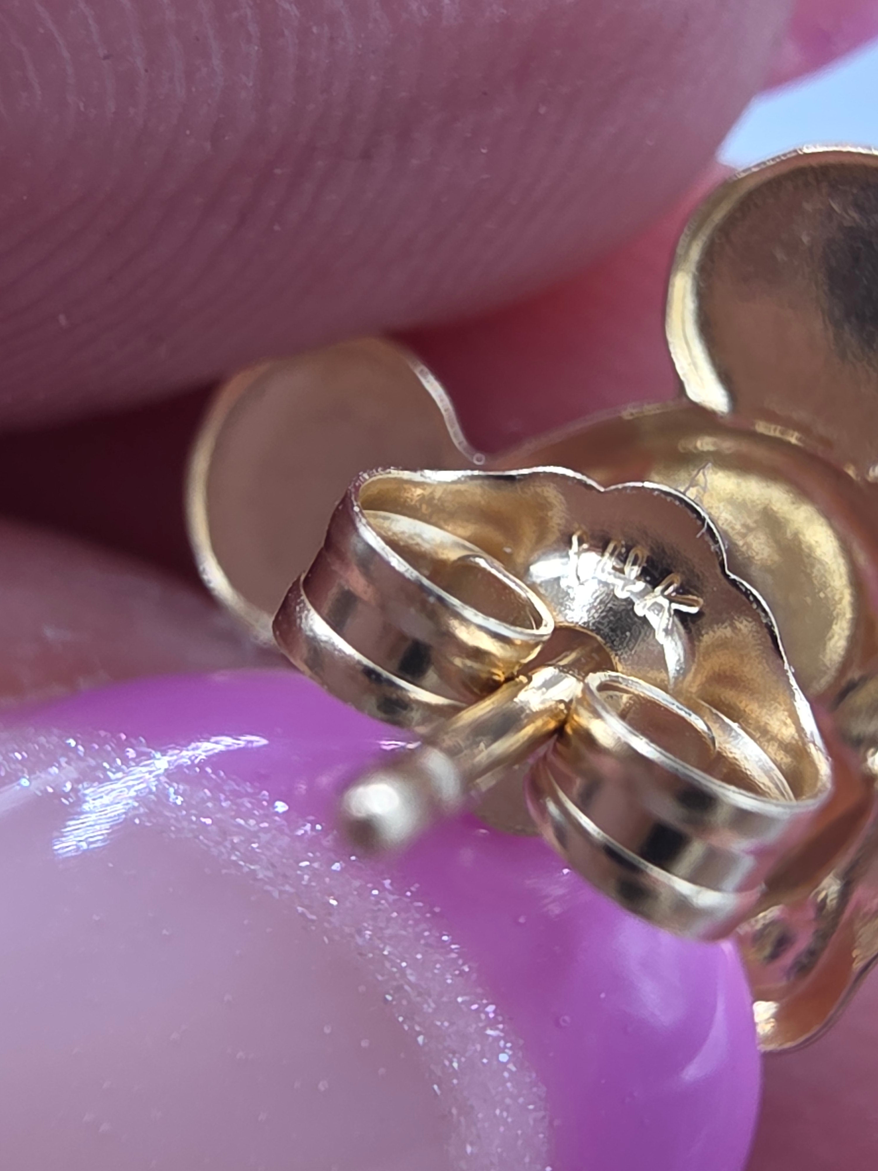 Disney Van Dell Mickey Mouse Solid 14K Yellow Gold Stud Earrings Original Box