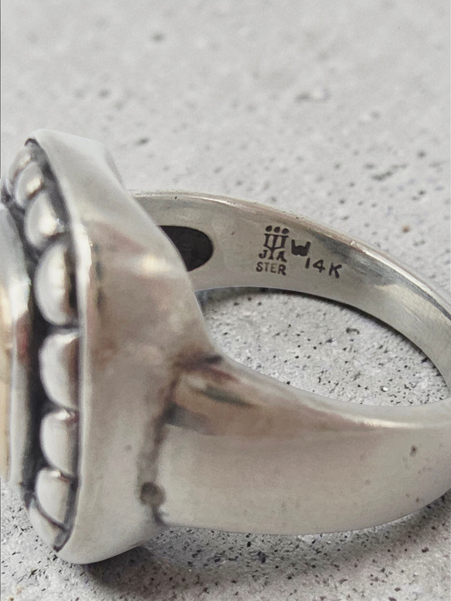 James Avery Beaded Dome Ring in Sterling Silver & 14K Gold - RETIRED - Size 6.5