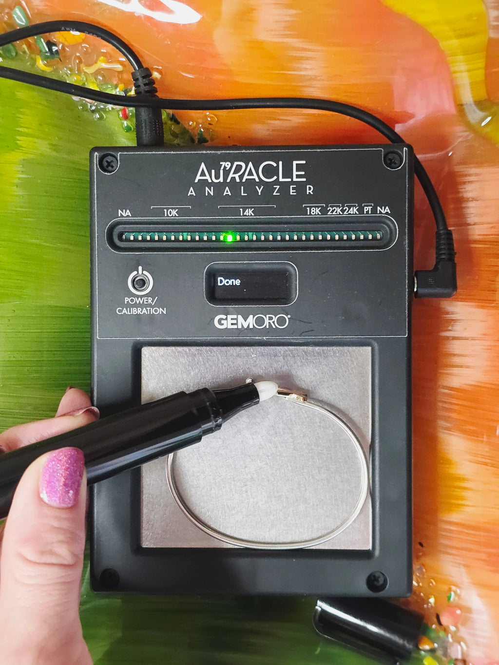 James Avery Sterling Silver Bangle Bracelet with Solid 14K Gold Ichthus - 7 Inch