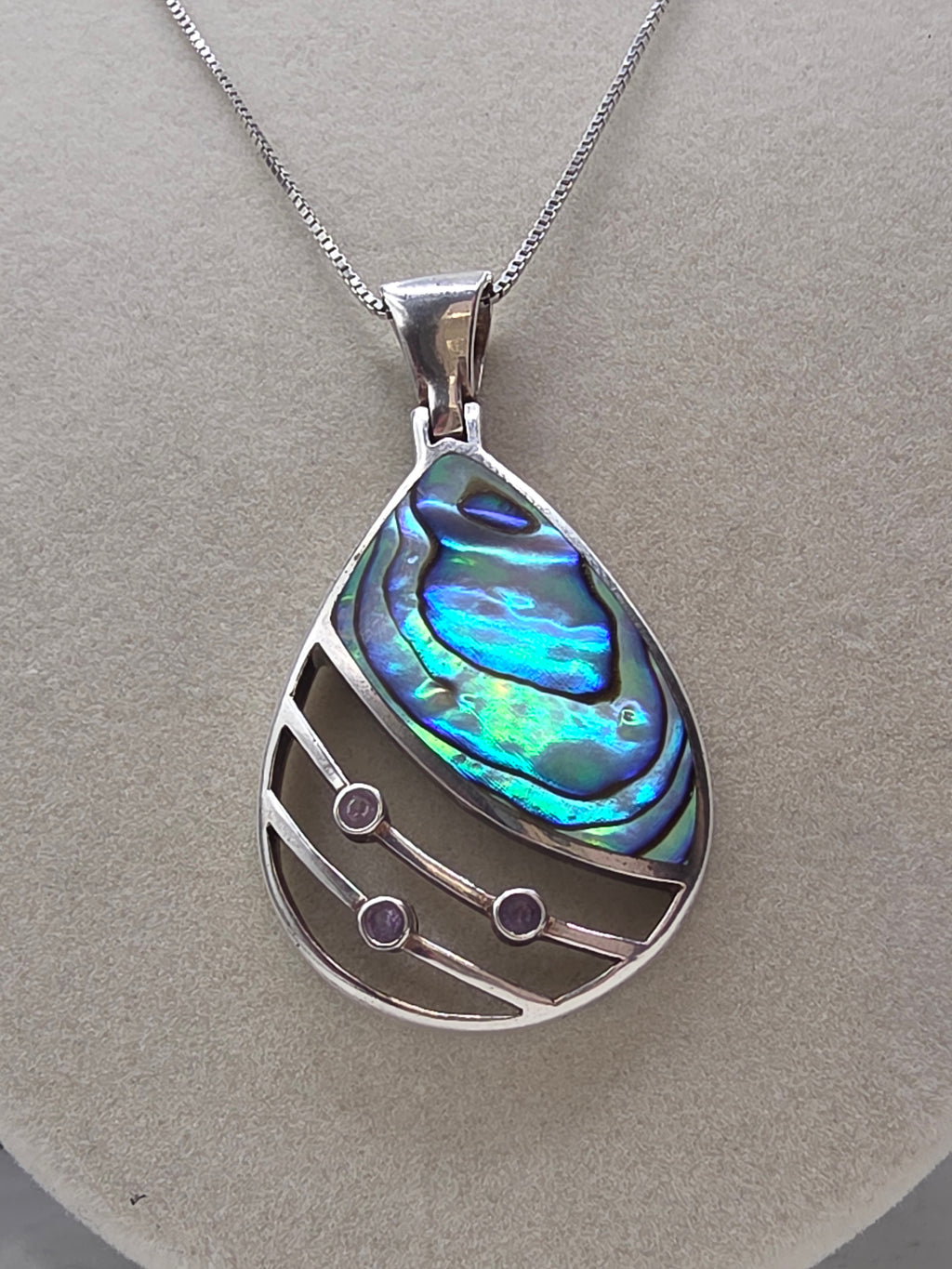 Mother of Pearl and Sterling Silver Pendant Necklace