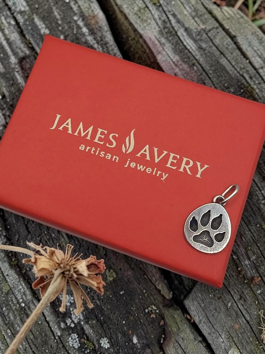 James Avery Sterling Silver Paw Print Charm Uncut Loop with Box and Pouch