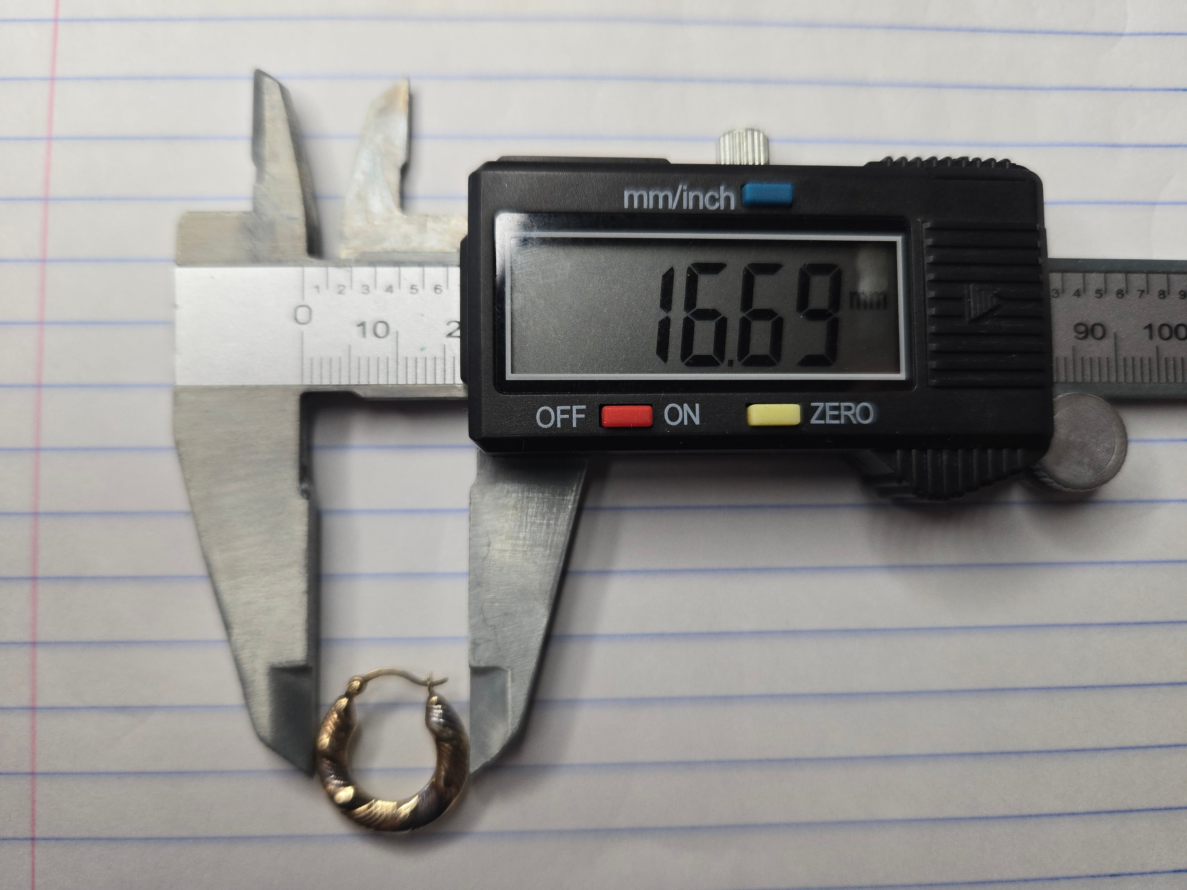 Solid 10K Two-Tone Gold Ribbed Textured Hoop Earrings