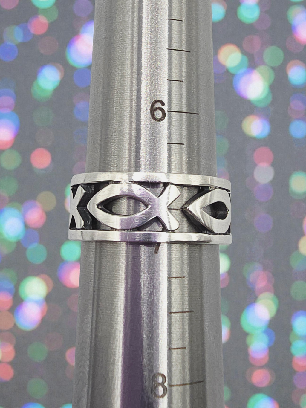 RETIRED James Avery Sterling Silver Ichthus Eternity Ring - Size 7